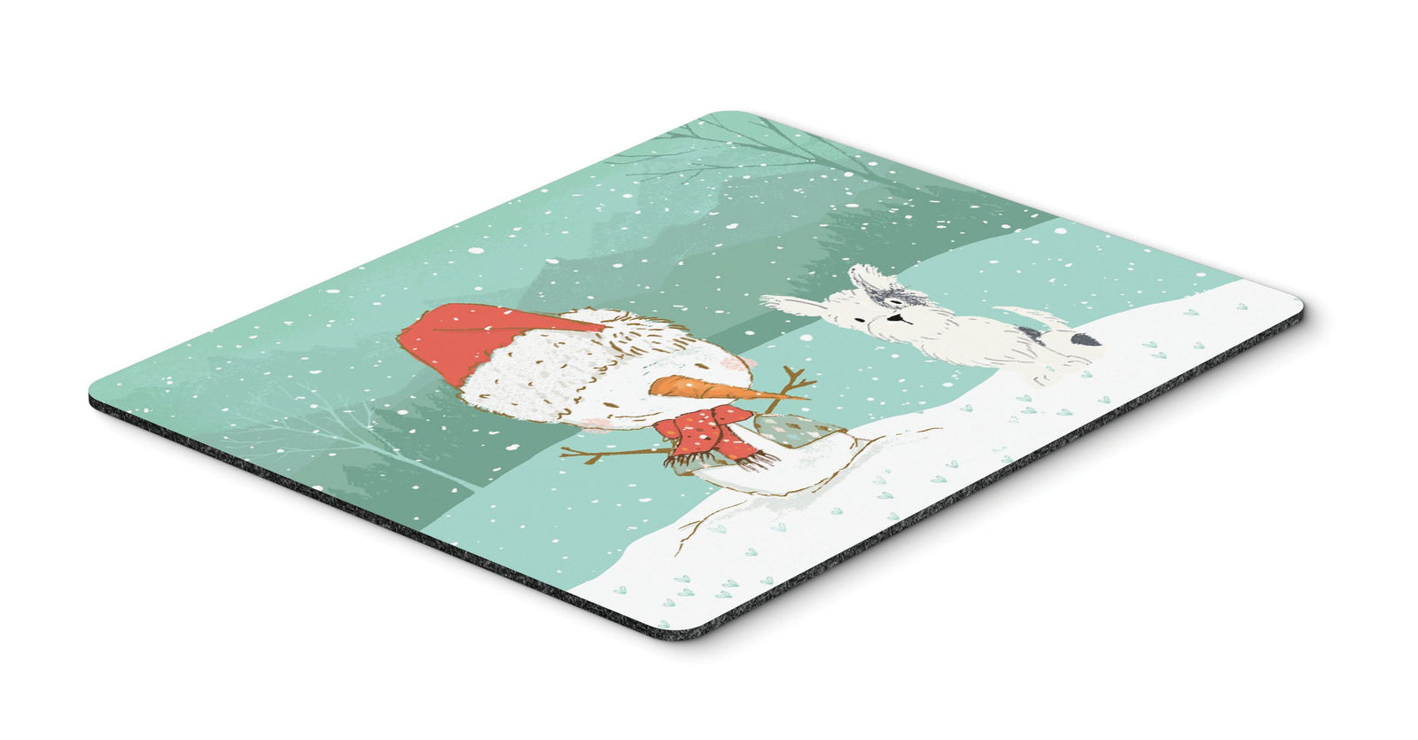 Black and White Terrier Snowman Christmas Mouse Pad, Hot Pad or Trivet CK2095MP by Caroline's Treasures