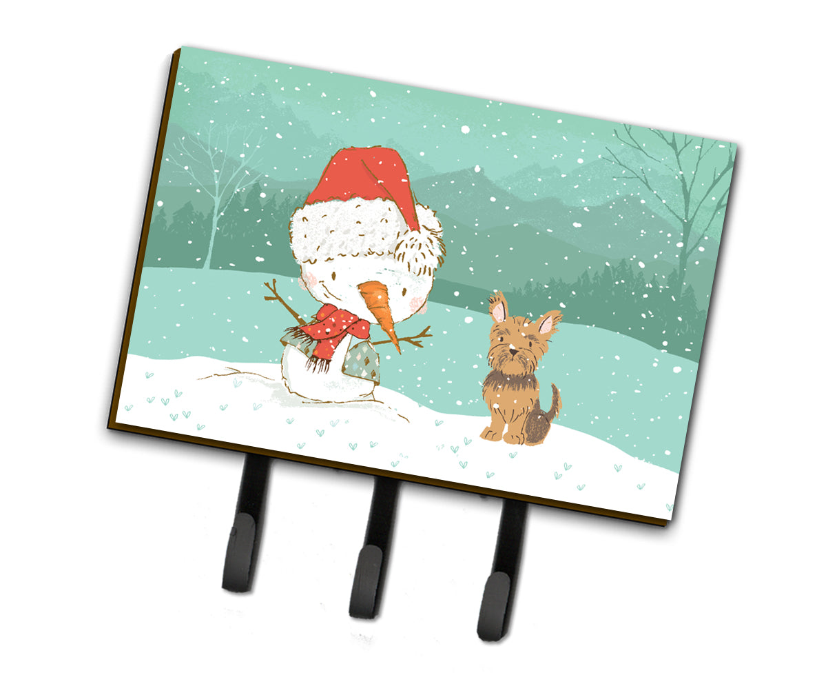 Yorkie Cropped Ears Snowman Christmas Leash or Key Holder CK2098TH68