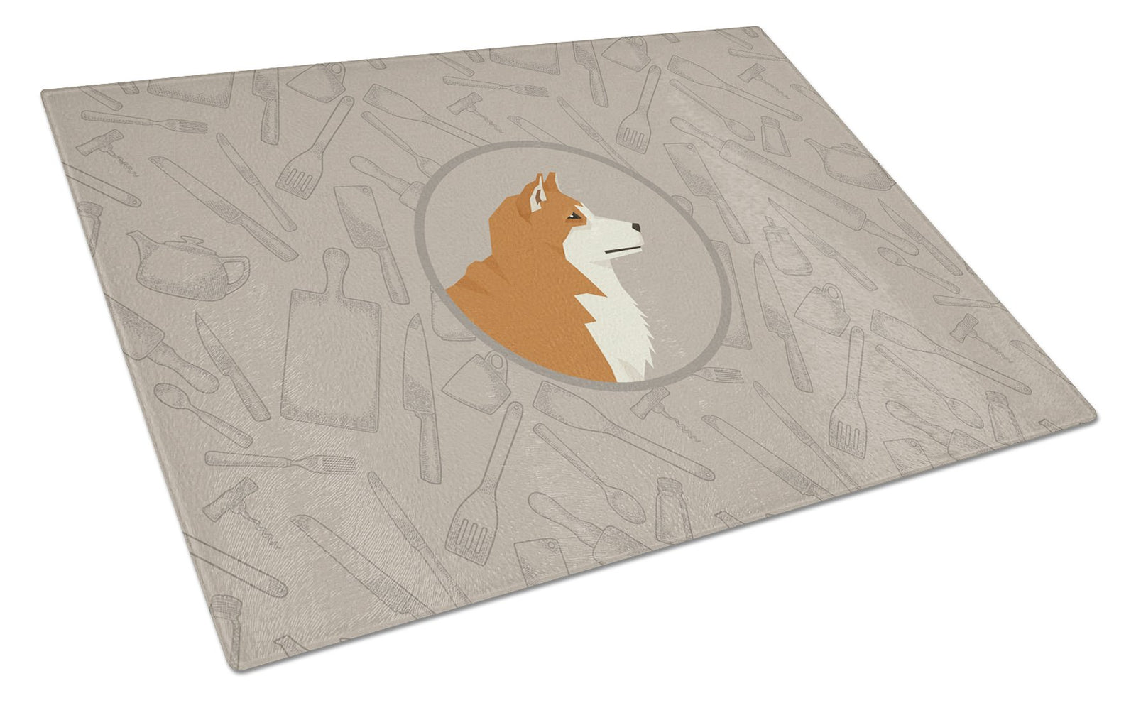 Akita In the Kitchen Glass Cutting Board Large CK2159LCB by Caroline's Treasures