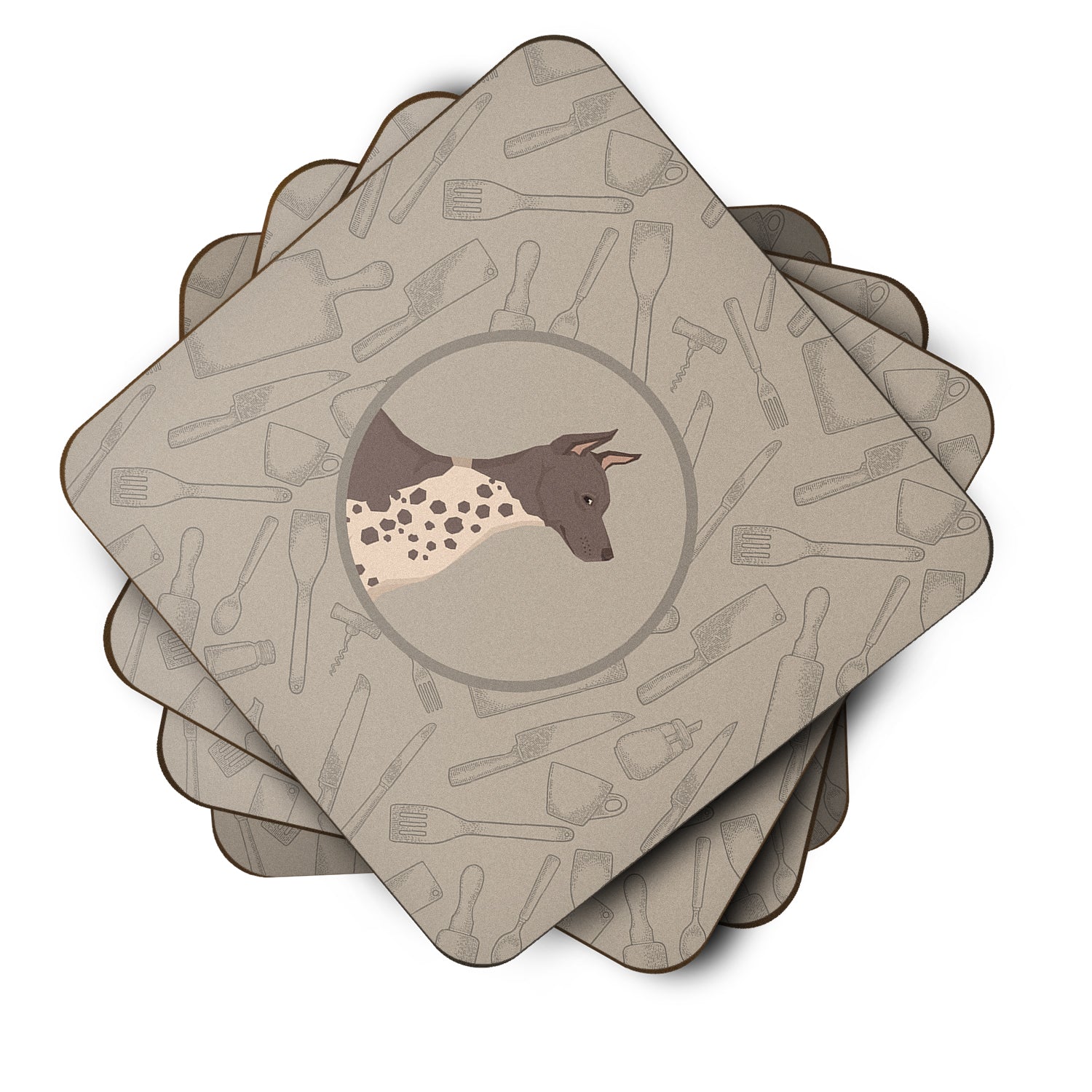 American Hairless Terrier In the Kitchen Foam Coaster Set of 4 CK2161FC - the-store.com