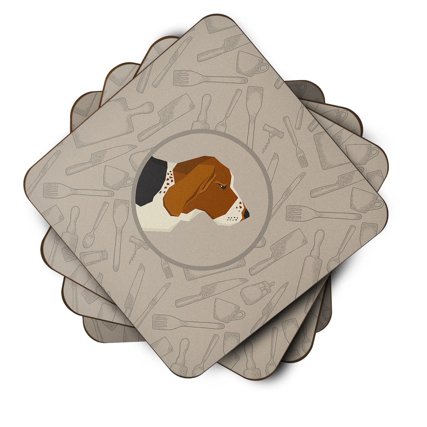 Basset Hound In the Kitchen Foam Coaster Set of 4 CK2165FC - the-store.com