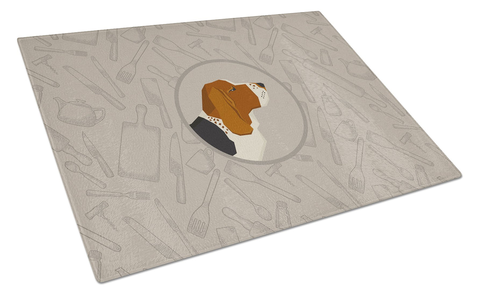 Basset Hound In the Kitchen Glass Cutting Board Large CK2165LCB by Caroline's Treasures