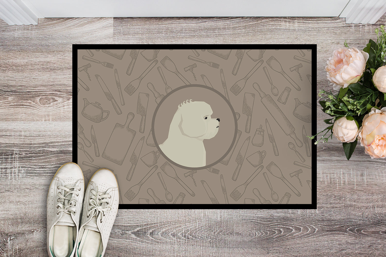 Bichon Frise In the Kitchen Indoor or Outdoor Mat 18x27 CK2168MAT - the-store.com