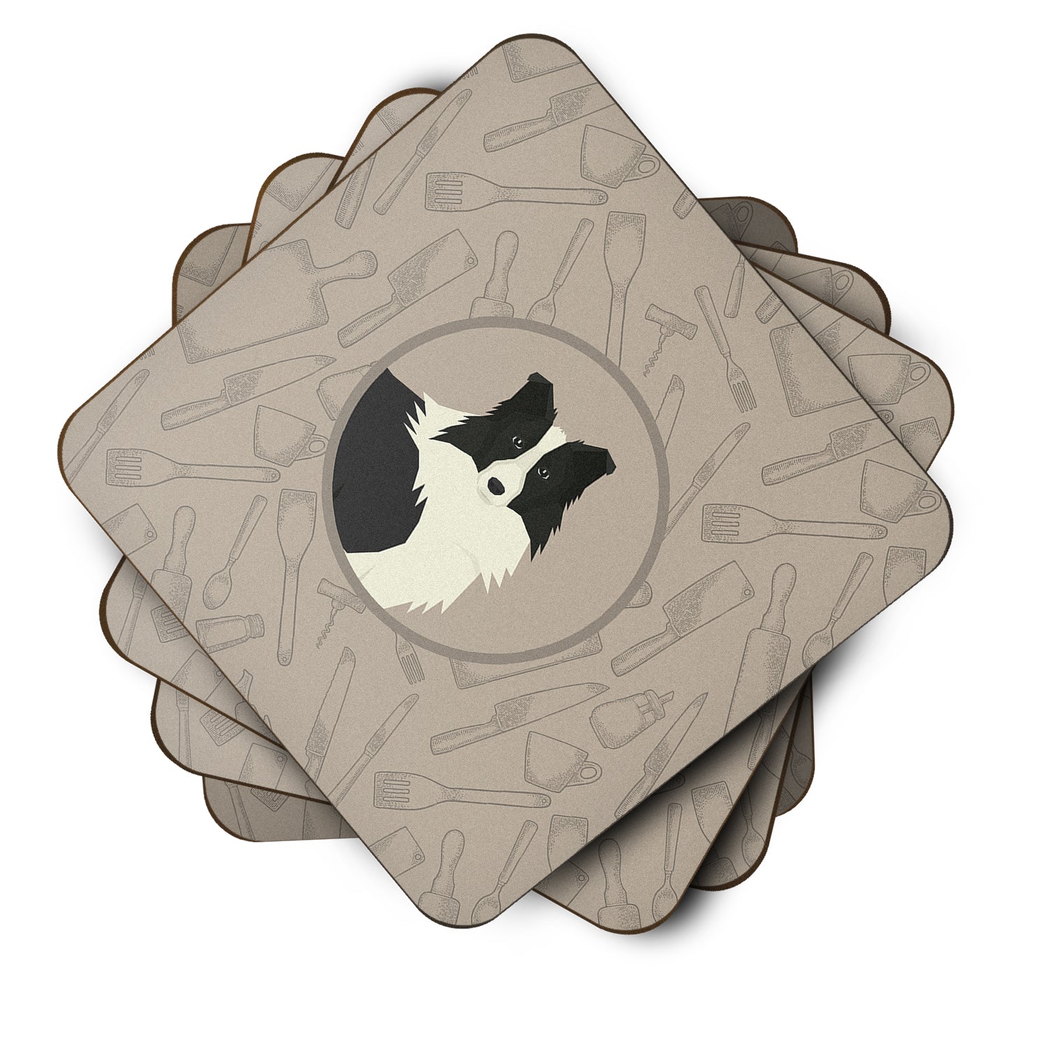 Border Collie In the Kitchen Foam Coaster Set of 4 CK2169FC - the-store.com