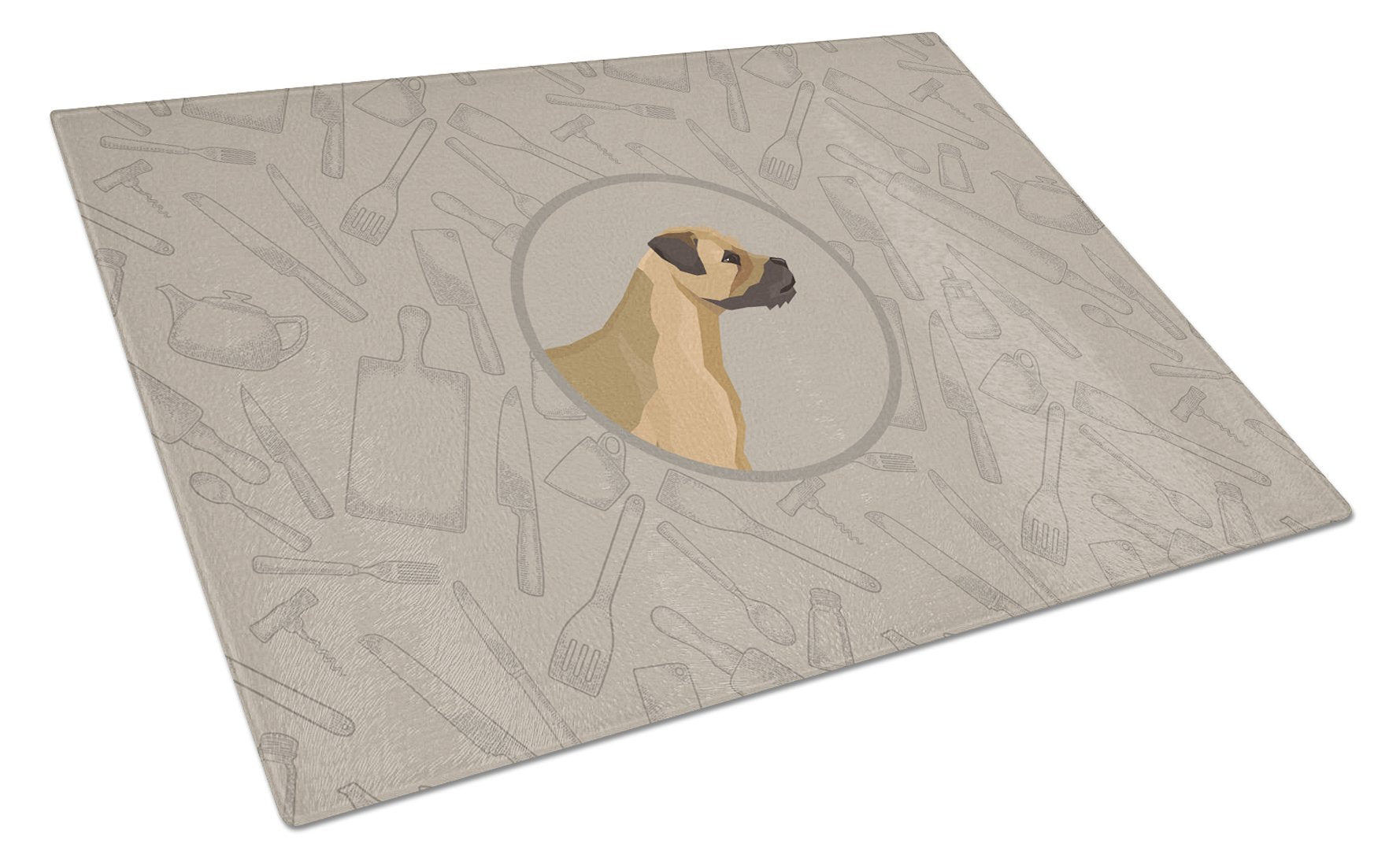 Border Terrier In the Kitchen Glass Cutting Board Large CK2170LCB by Caroline's Treasures