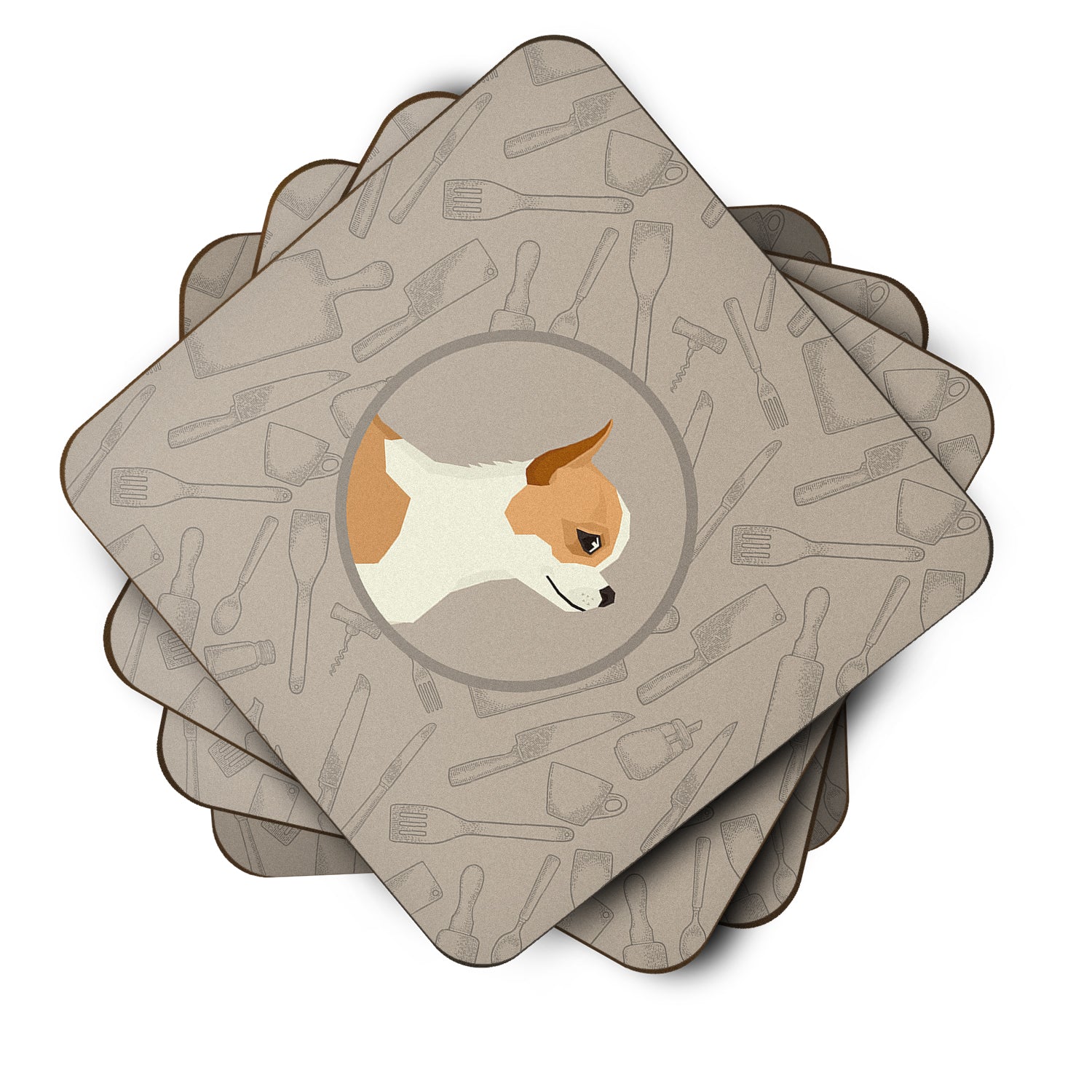 Chihuahua In the Kitchen Foam Coaster Set of 4 CK2177FC - the-store.com