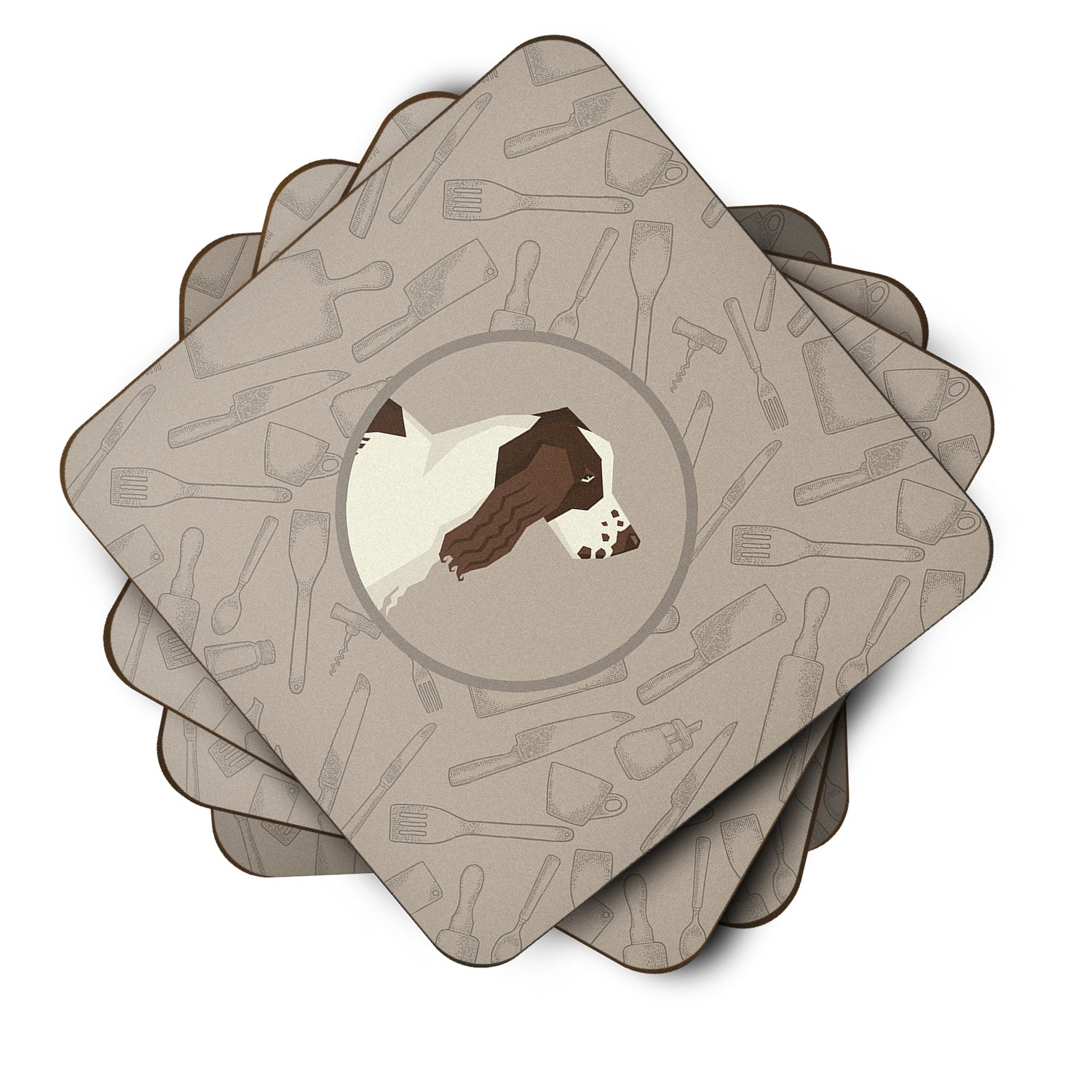 English Springer Spaniel In the Kitchen Foam Coaster Set of 4 CK2184FC - the-store.com
