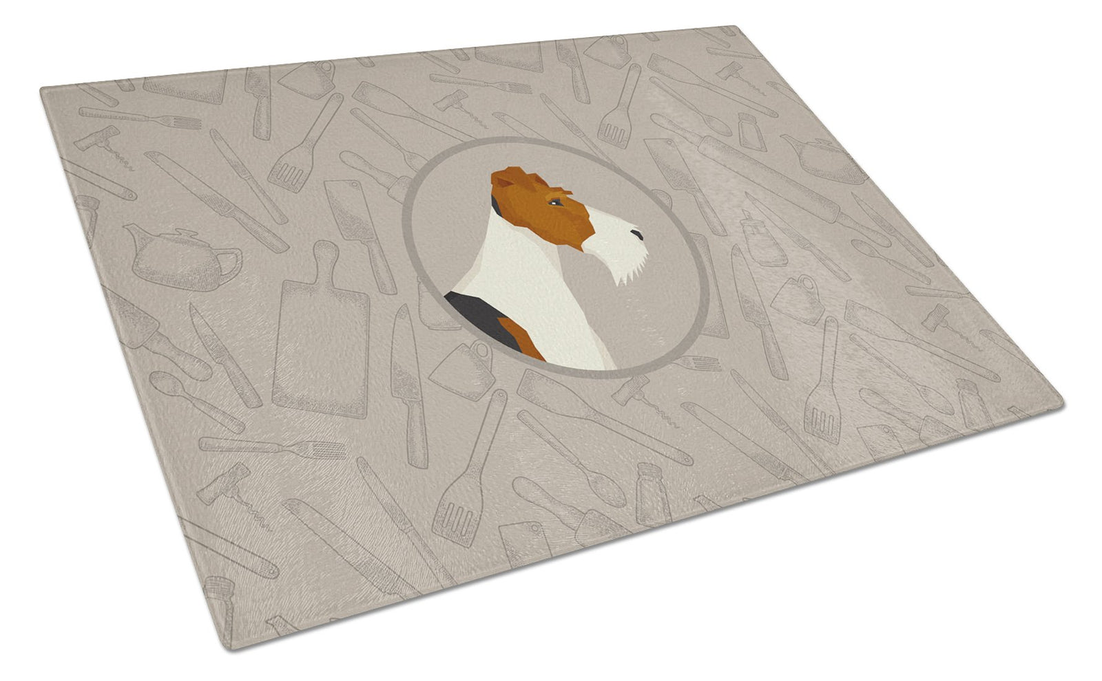 Fox Terrier In the Kitchen Glass Cutting Board Large CK2185LCB by Caroline's Treasures