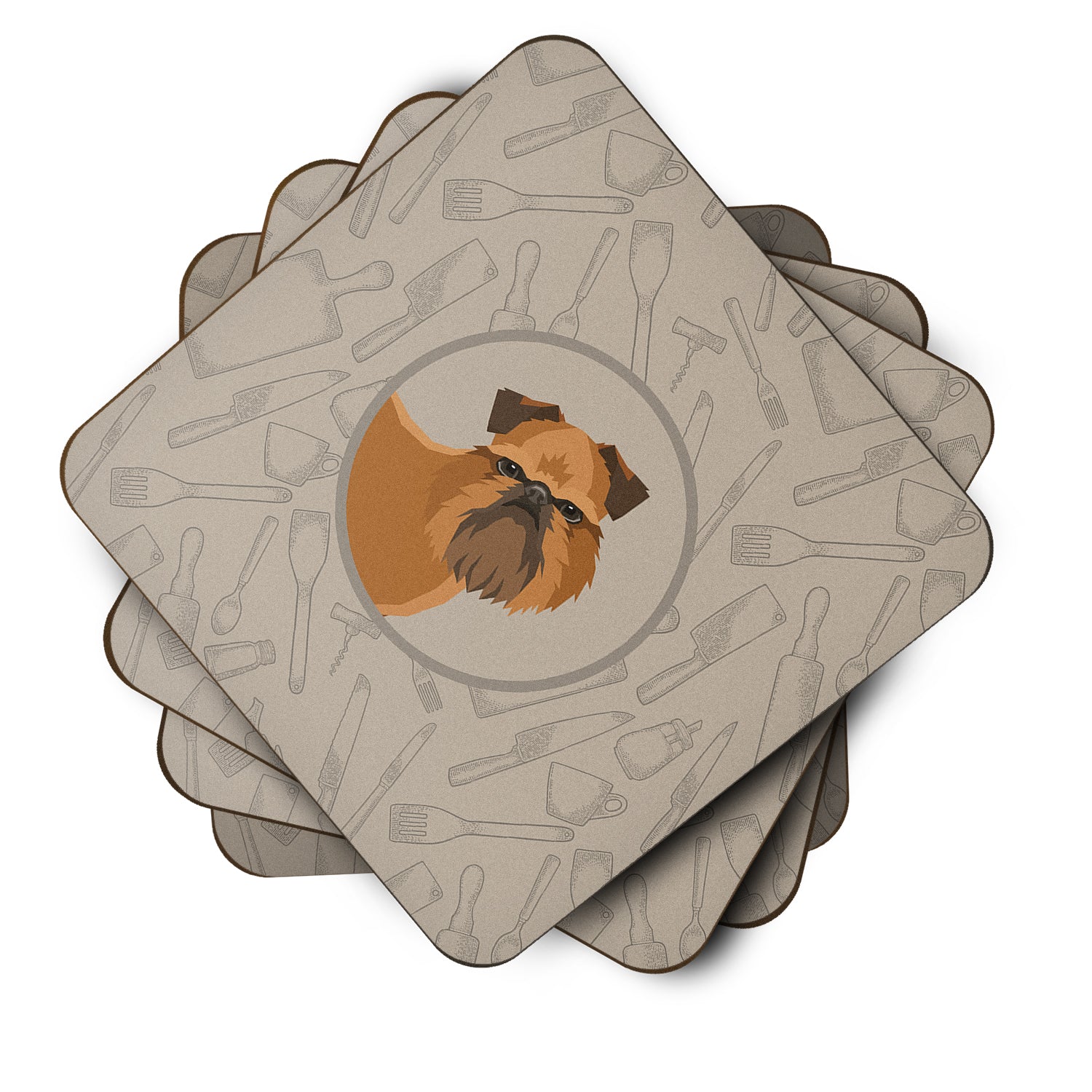 Brussels Griffon In the Kitchen Foam Coaster Set of 4 CK2191FC - the-store.com