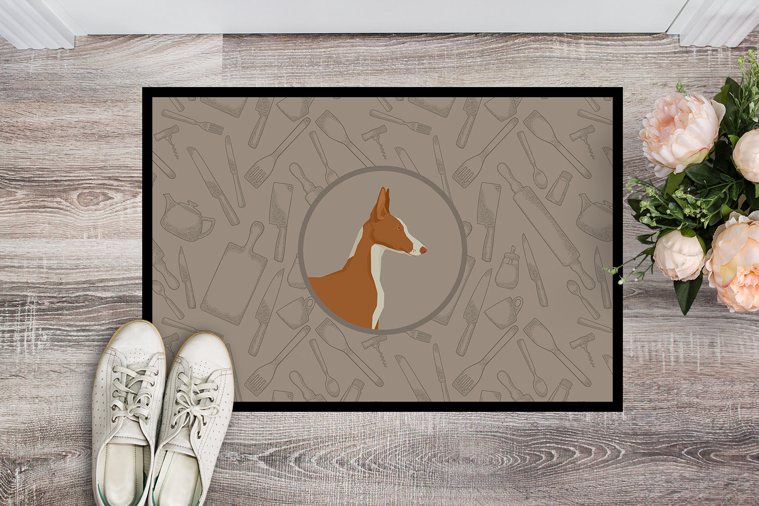 Ibizan Hound In the Kitchen Indoor or Outdoor Mat 18x27 CK2192MAT - the-store.com