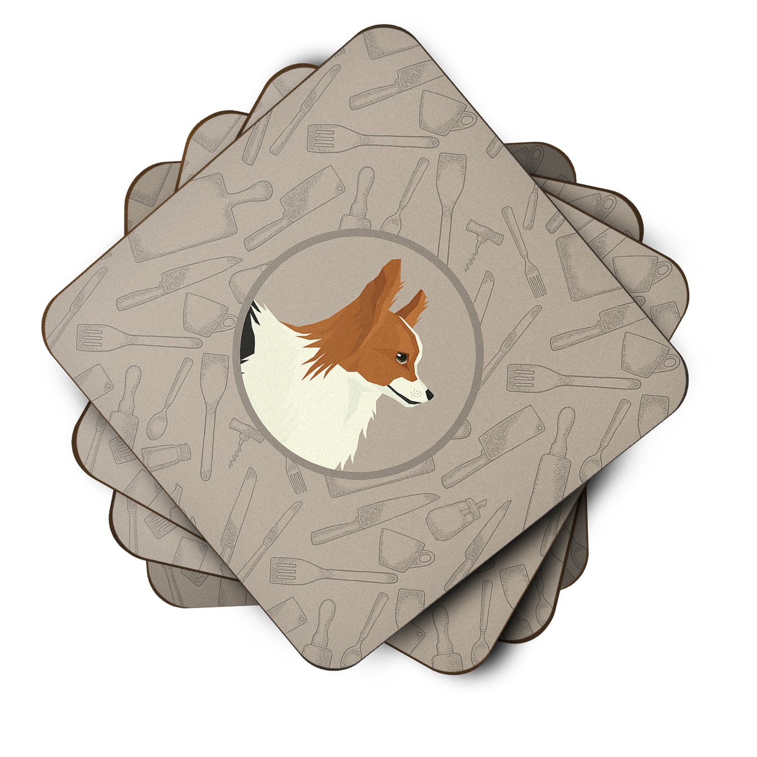 Papillon In the Kitchen Foam Coaster Set of 4 CK2200FC - the-store.com