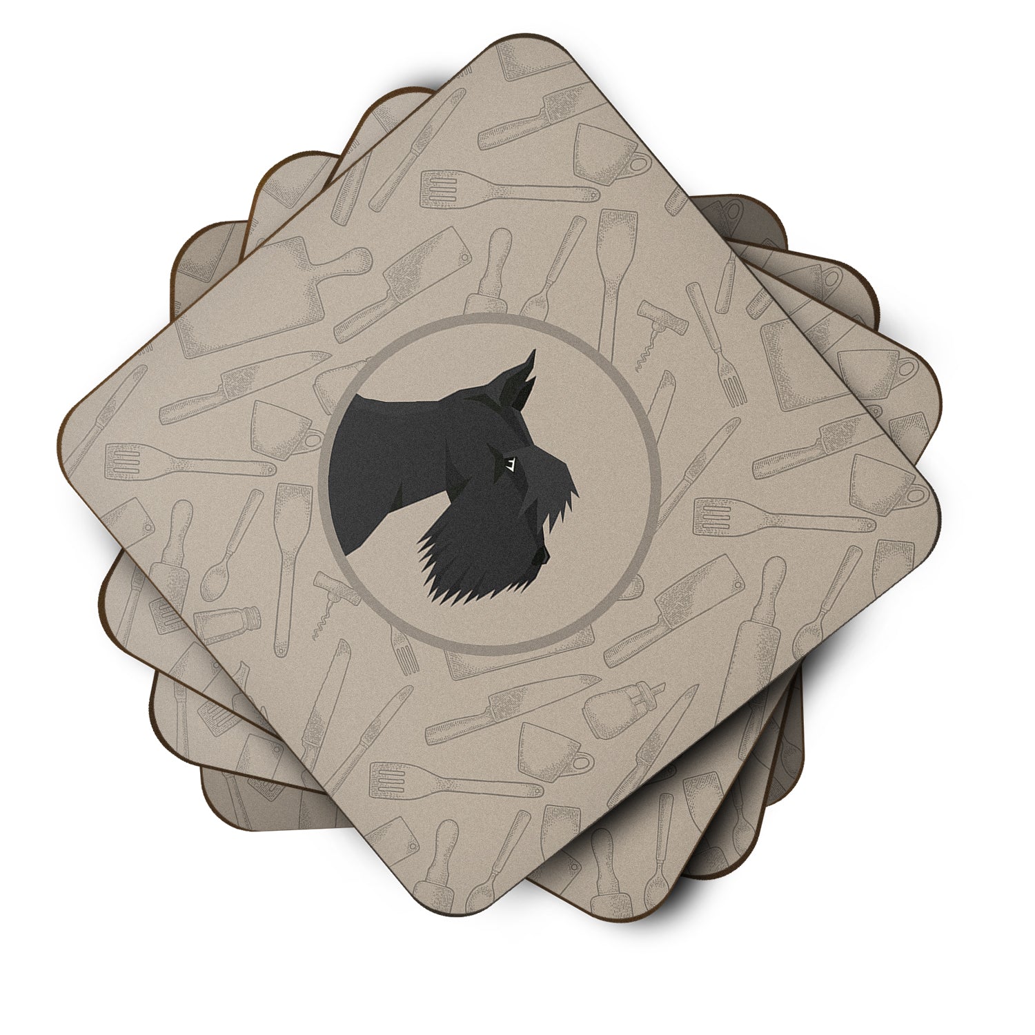Scottish Terrier In the Kitchen Foam Coaster Set of 4 CK2207FC - the-store.com