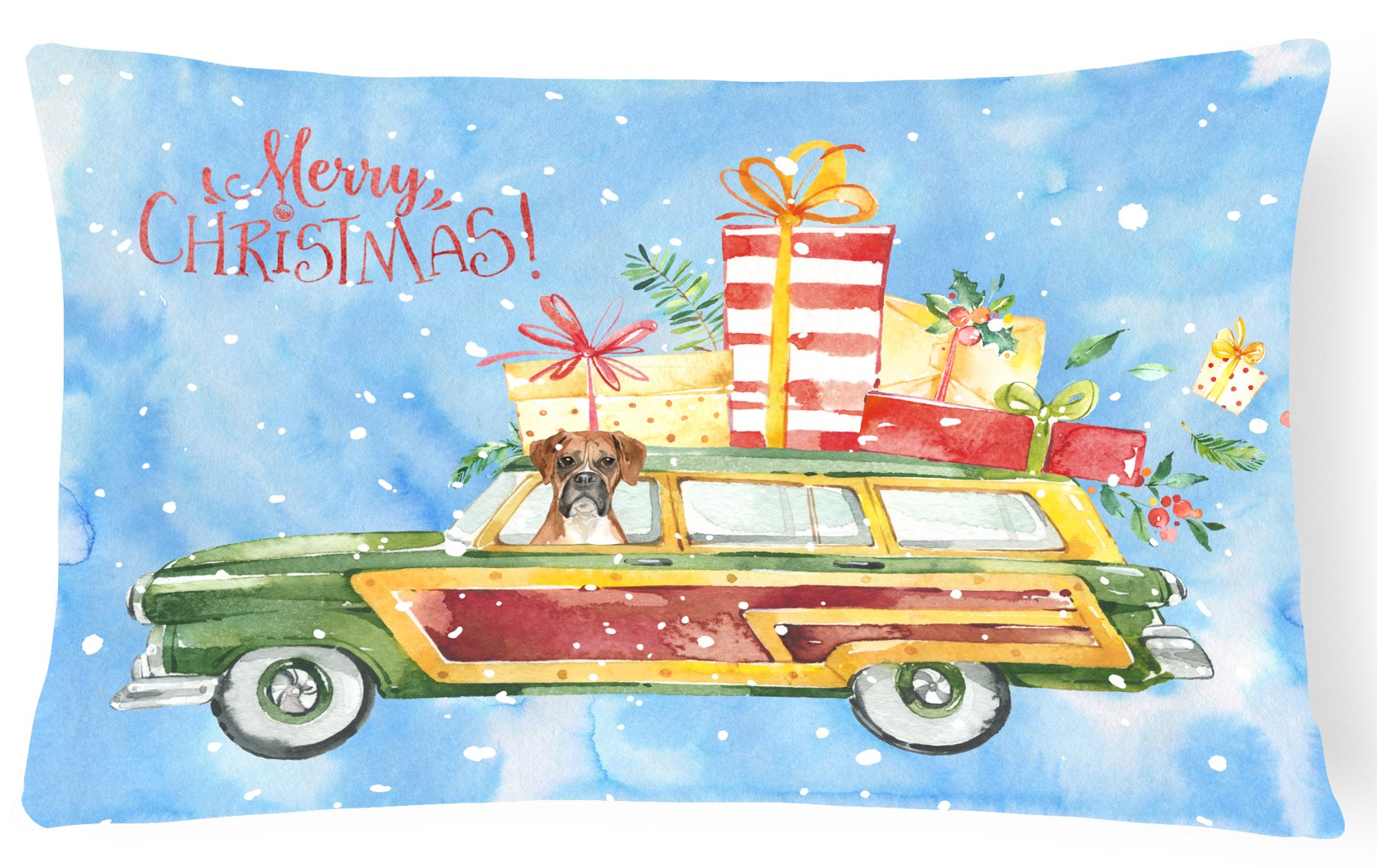Merry Christmas Boxer Canvas Fabric Decorative Pillow CK2399PW1216 by Caroline's Treasures