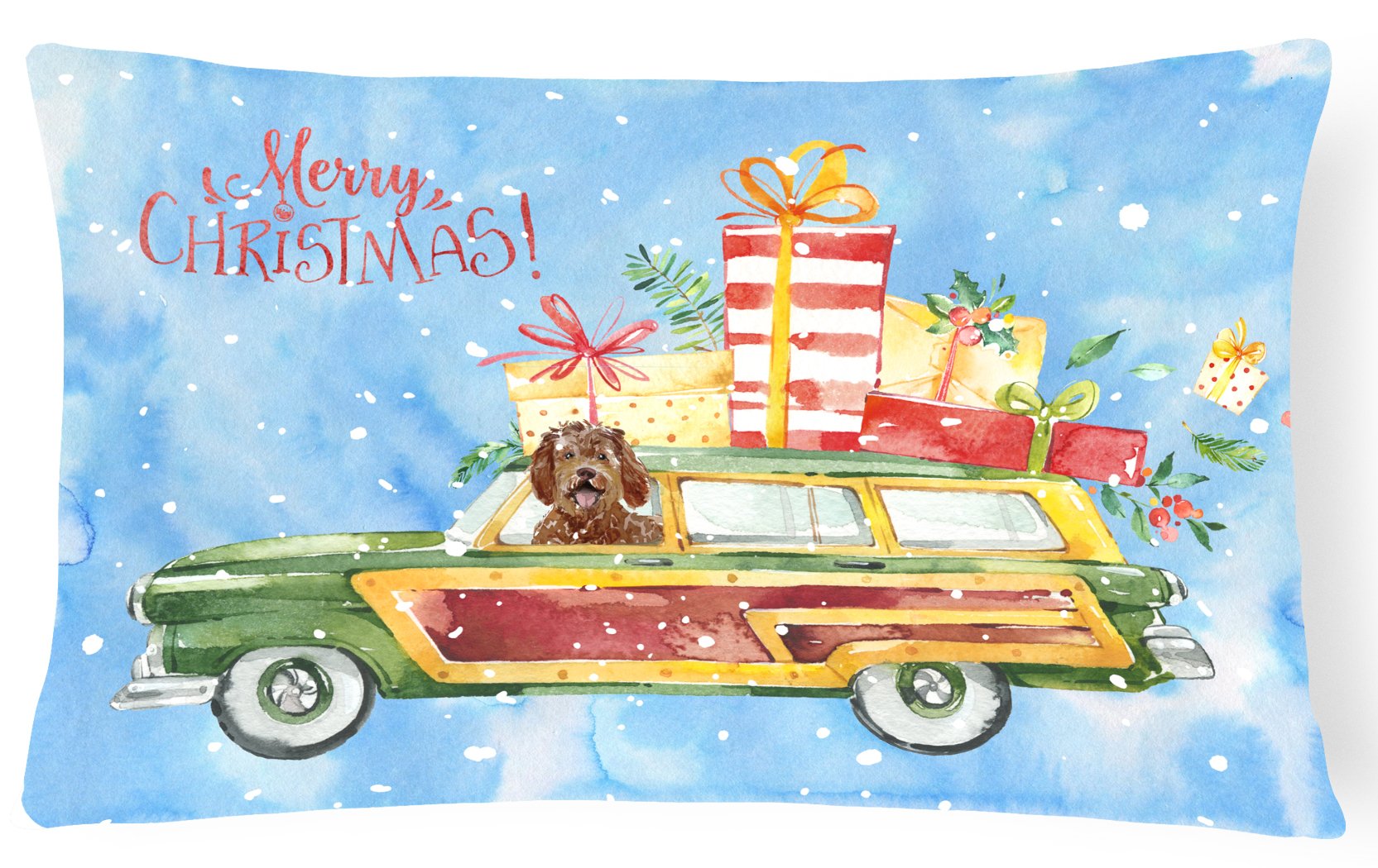 Merry Christmas Labradoodle Canvas Fabric Decorative Pillow CK2411PW1216 by Caroline's Treasures
