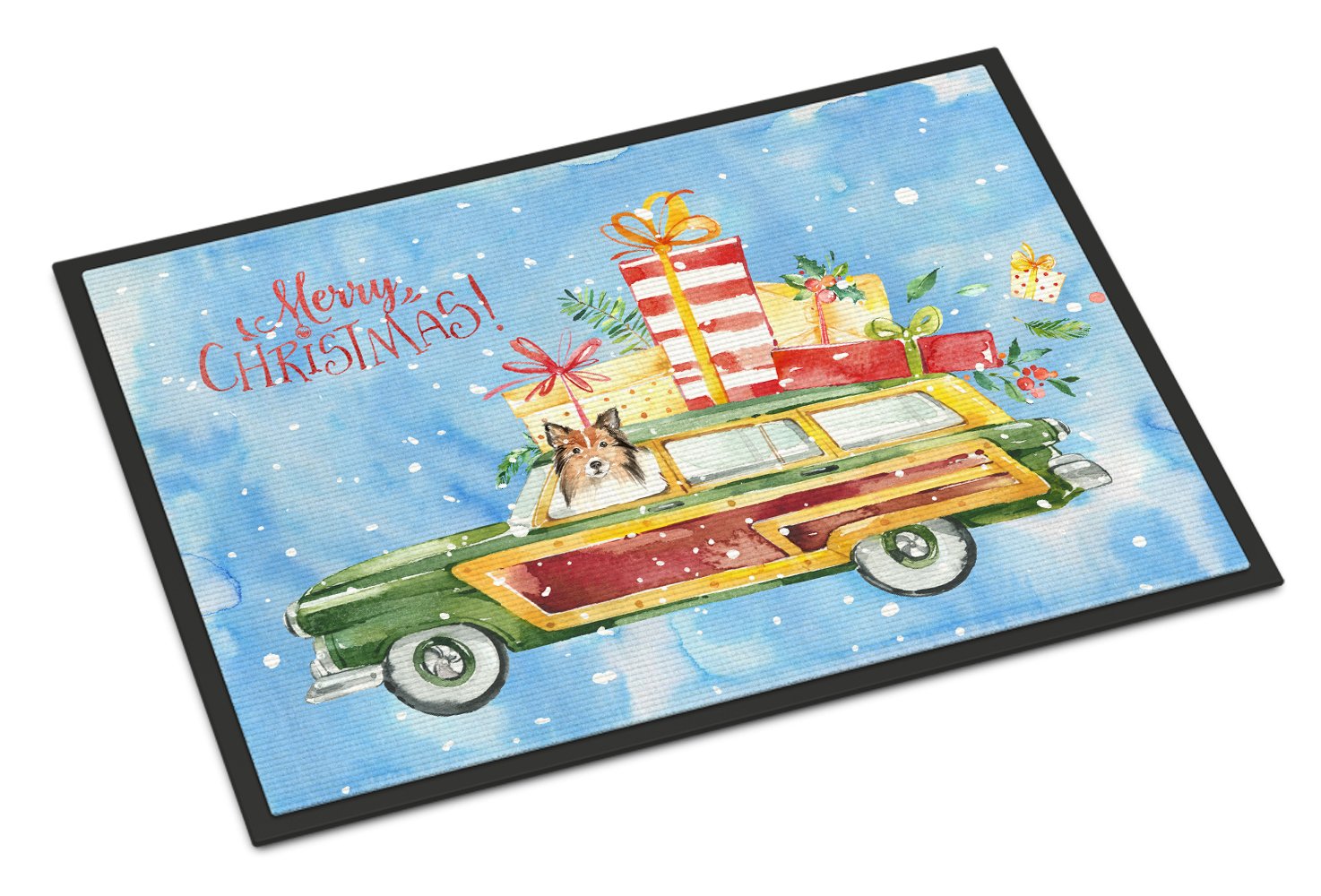 Merry Christmas Sheltie Indoor or Outdoor Mat 24x36 CK2421JMAT by Caroline's Treasures