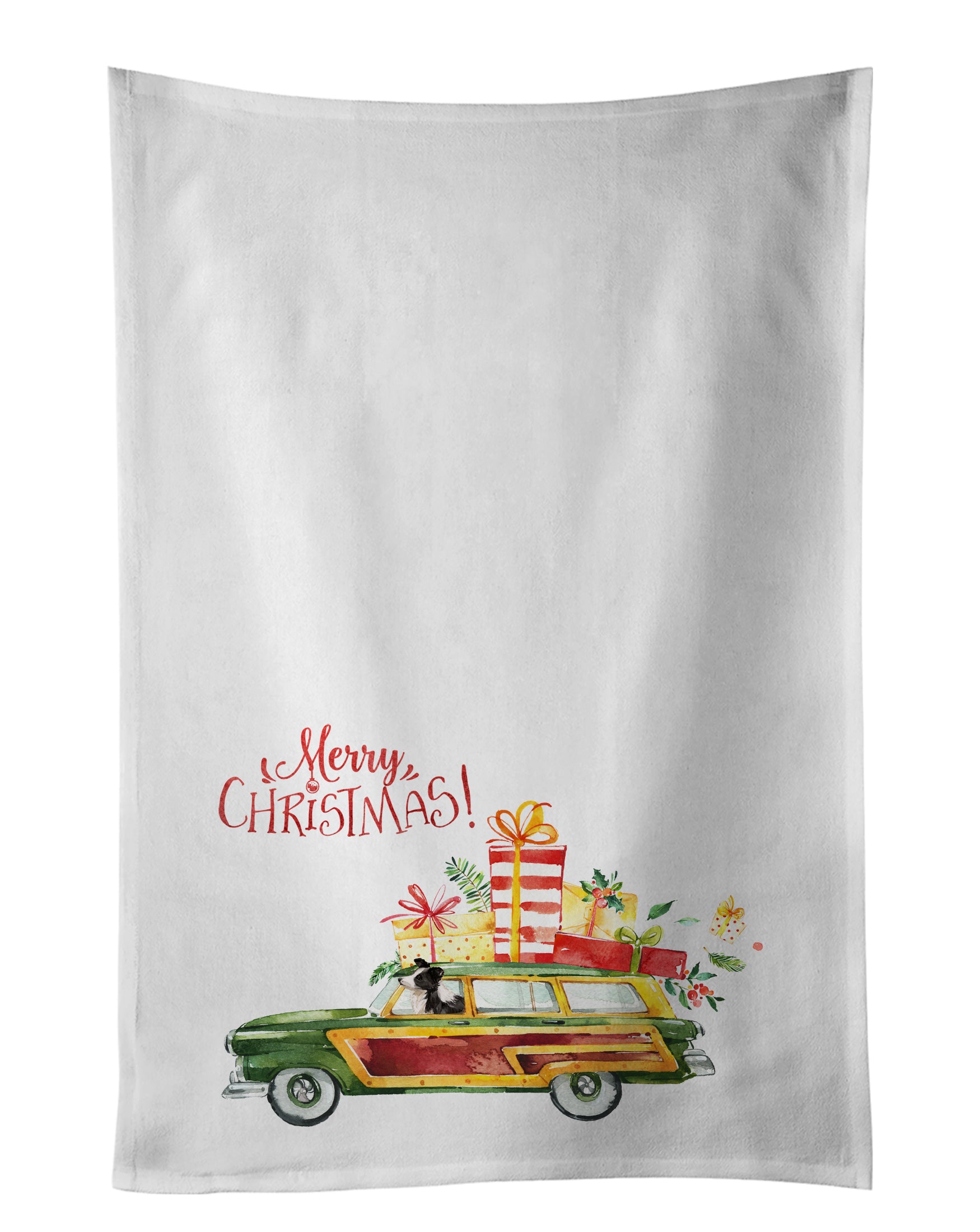 Buy this Merry Christmas Border Collie White Kitchen Towel Set of 2