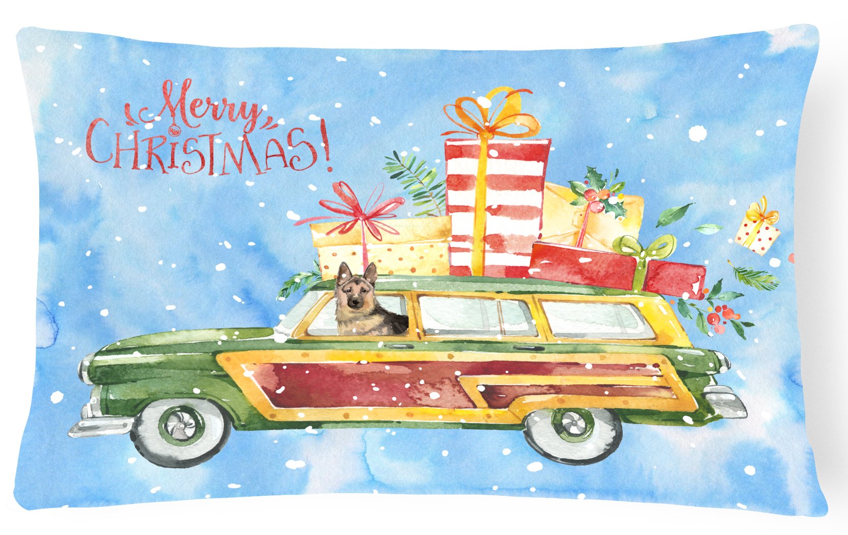 Merry Christmas German Shepherd Canvas Fabric Decorative Pillow CK2455PW1216 by Caroline's Treasures