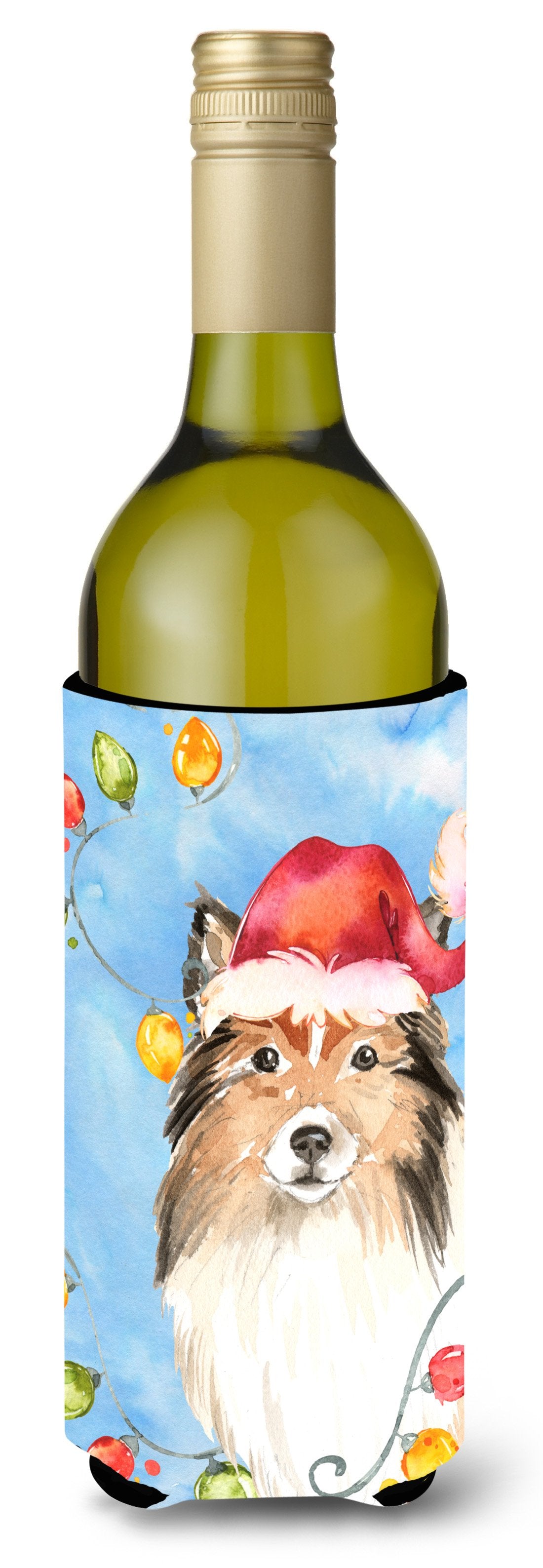 Christmas Lights Sheltie Wine Bottle Beverage Insulator Hugger CK2492LITERK by Caroline's Treasures