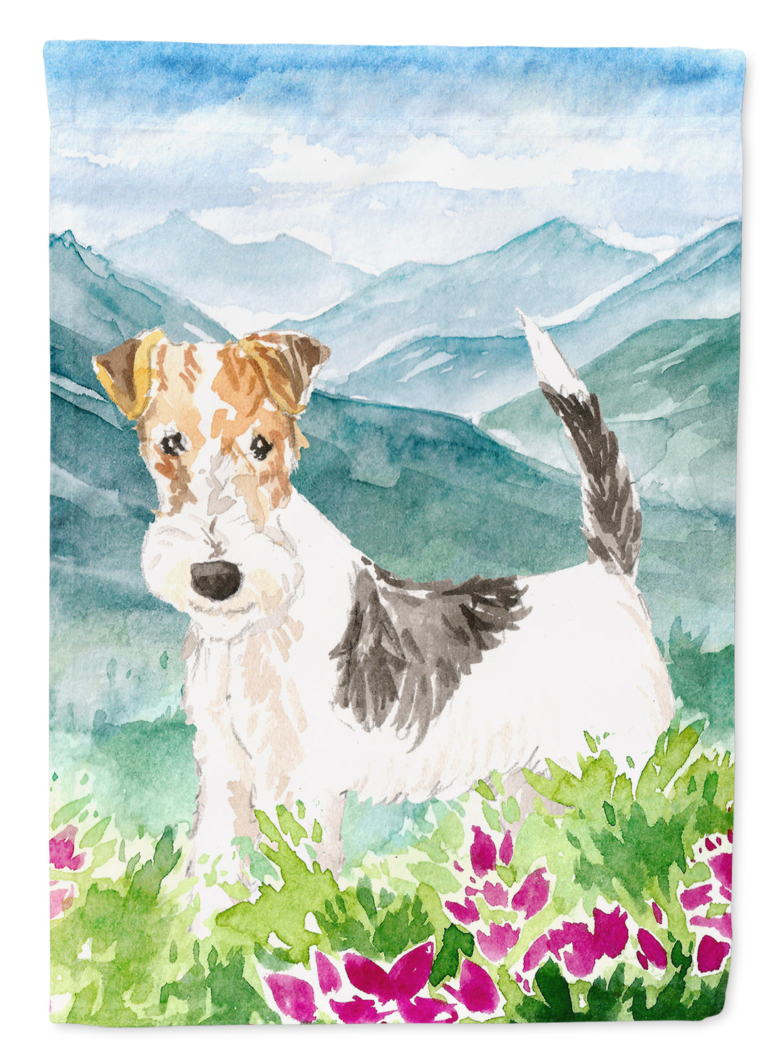 Mountian Flowers Fox Terrier Flag Canvas House Size CK2513CHF