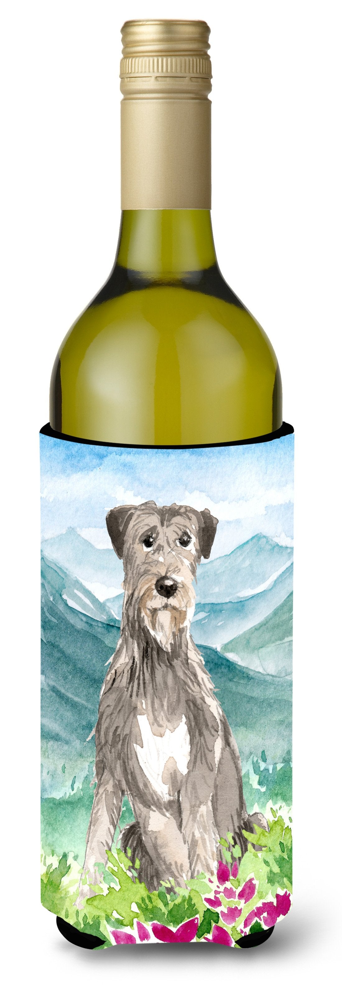 Mountain Flowers Irish Wolfhound Wine Bottle Beverage Insulator Hugger CK2534LITERK by Caroline's Treasures