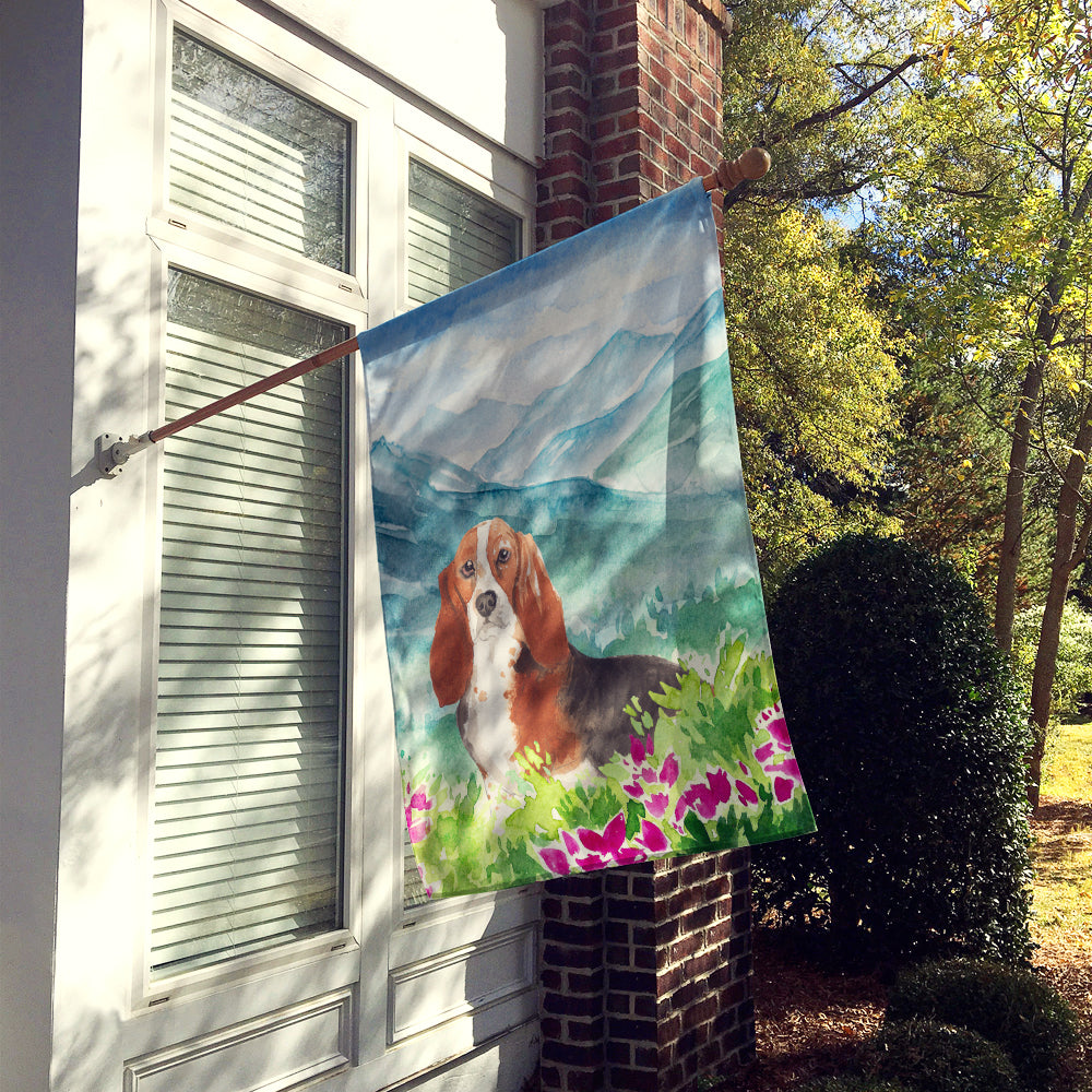 Mountain Flowers Basset Hound Flag Canvas House Size CK2548CHF