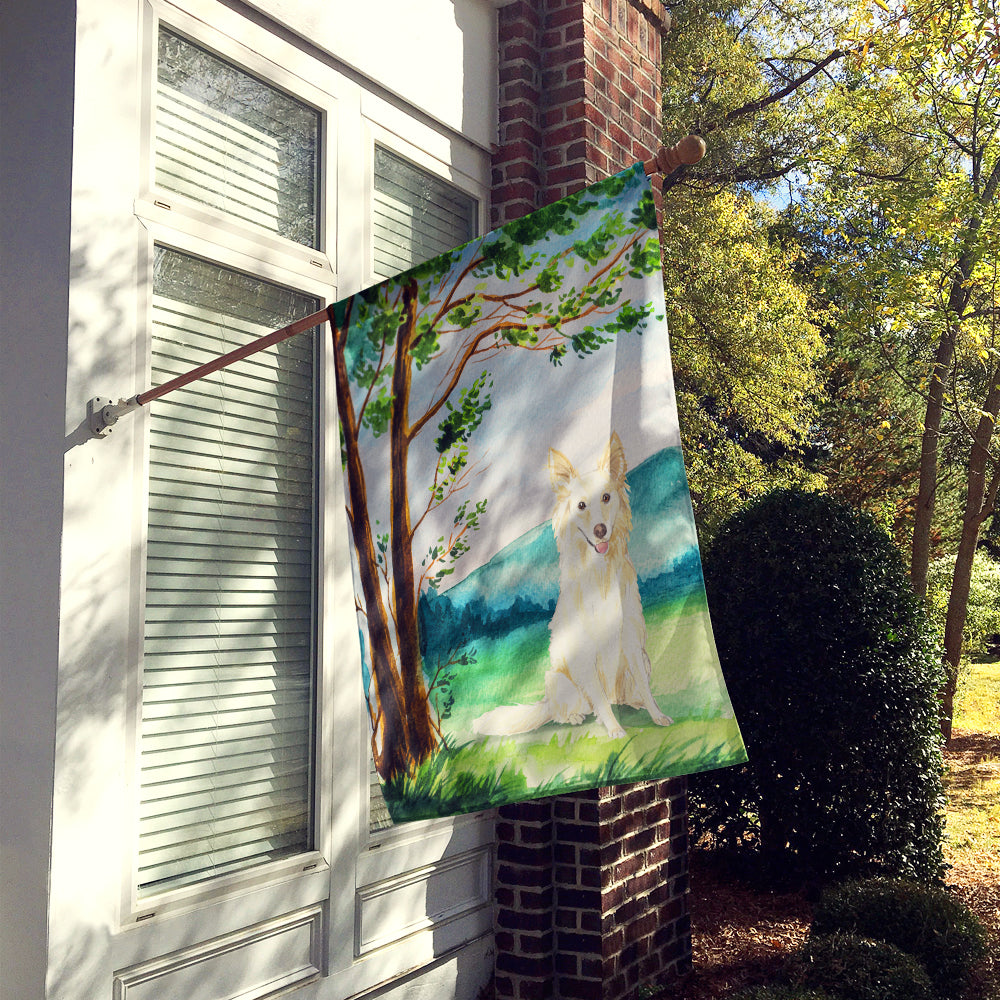 Under the Tree  White Collie Flag Canvas House Size CK2551CHF