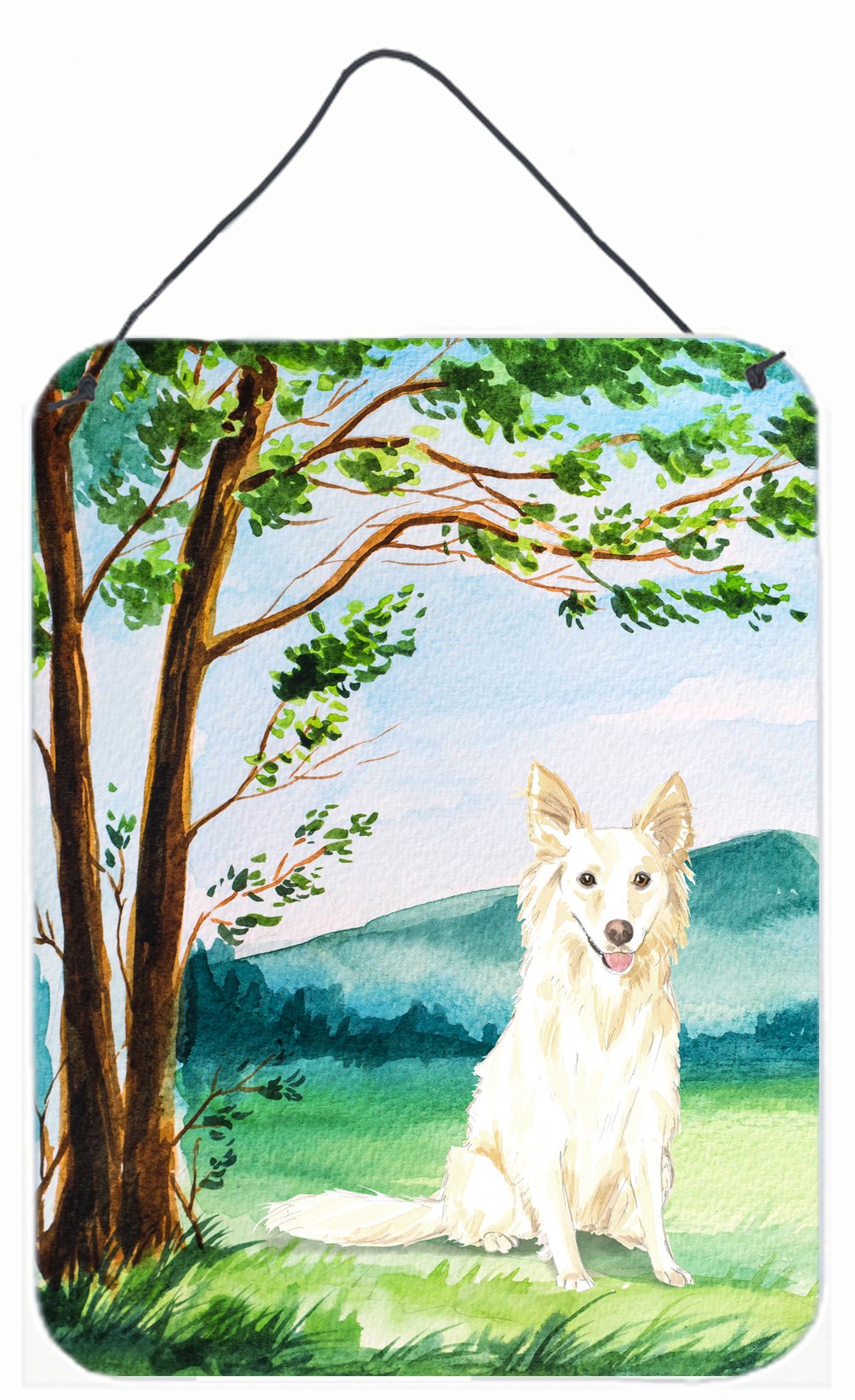 Under the Tree  White Collie Wall or Door Hanging Prints CK2551DS1216 by Caroline's Treasures