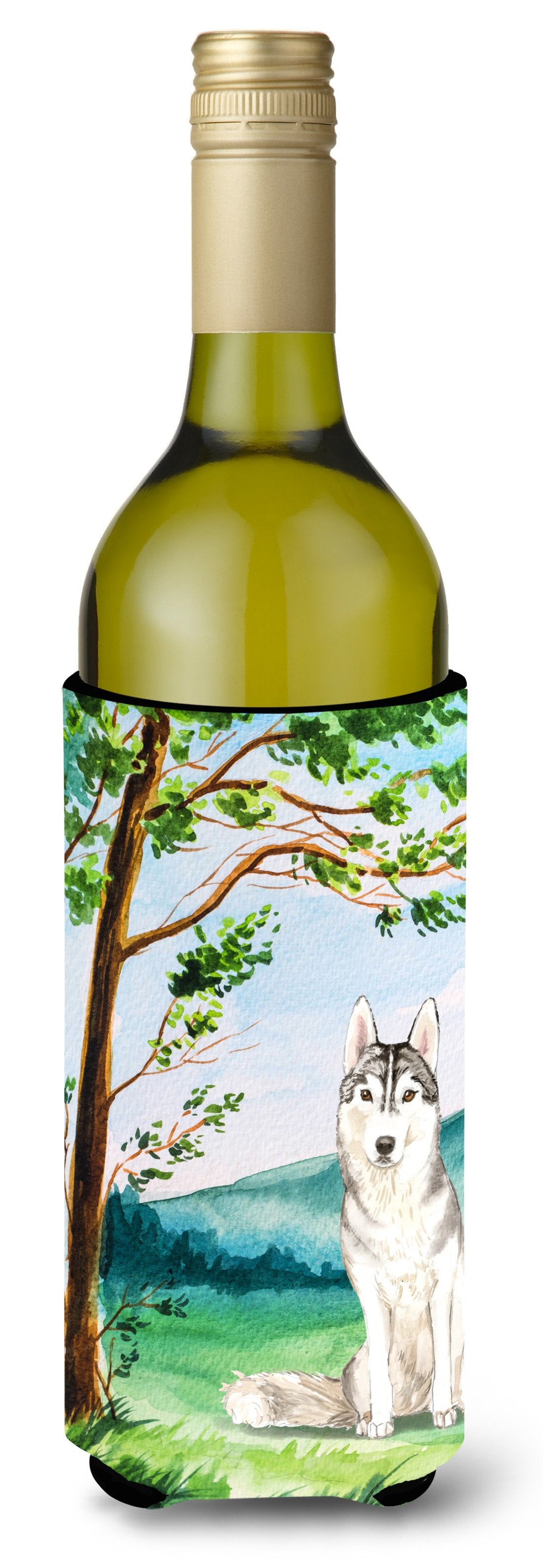 Under the Tree Siberian Husky Wine Bottle Beverage Insulator Hugger CK2555LITERK by Caroline's Treasures