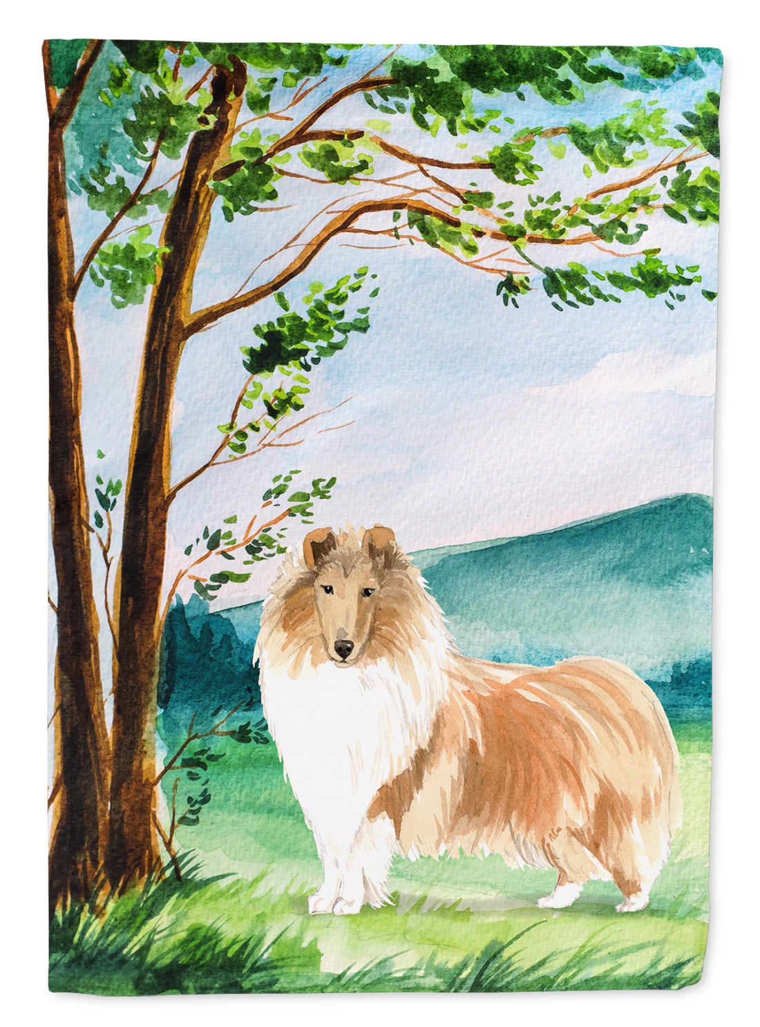 Under the Tree Collie Flag Canvas House Size CK2561CHF
