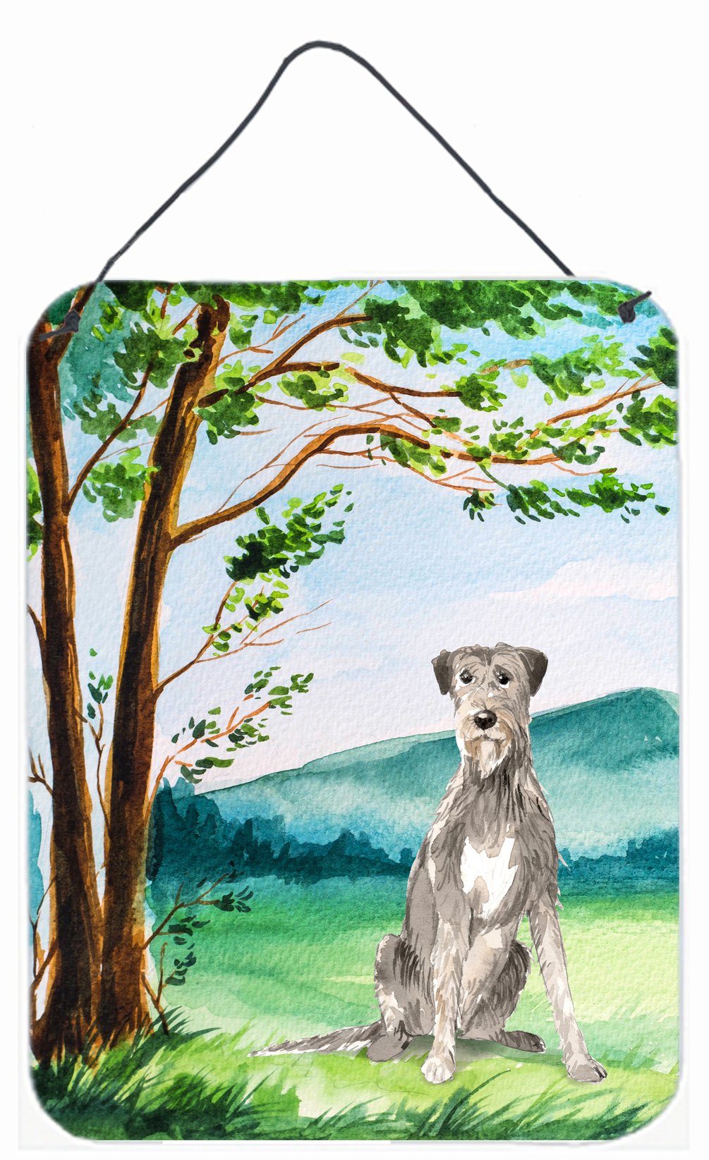Under the Tree Irish Wolfhound Wall or Door Hanging Prints CK2570DS1216 by Caroline's Treasures