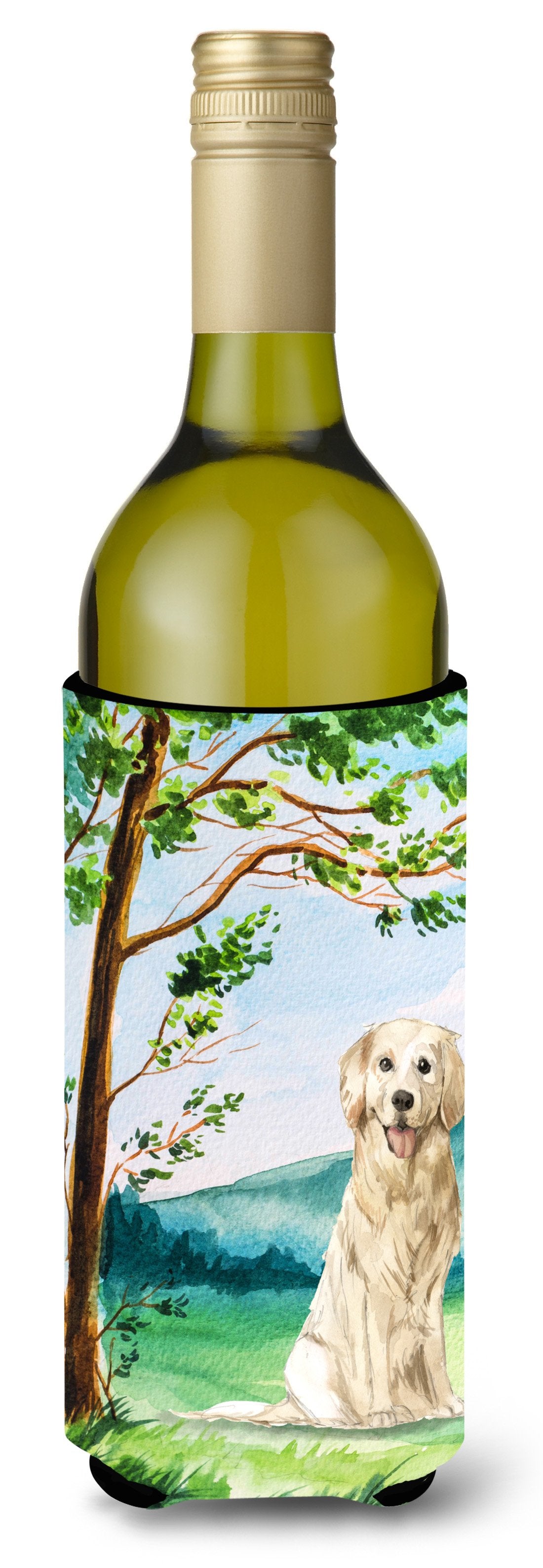 Under the Tree Golden Retriever Wine Bottle Beverage Insulator Hugger CK2572LITERK by Caroline's Treasures