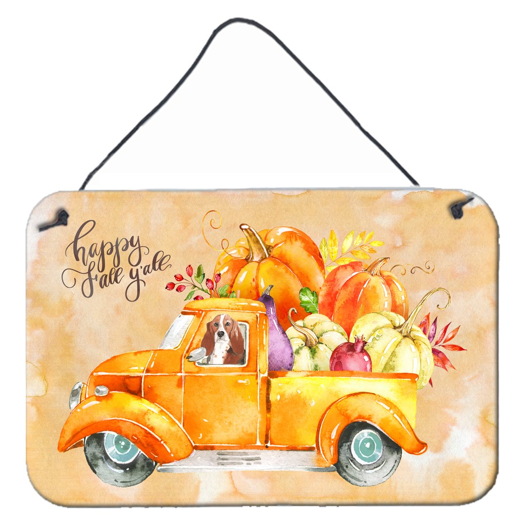 Fall Harvest Basset Hound Wall or Door Hanging Prints CK2606DS812 by Caroline's Treasures