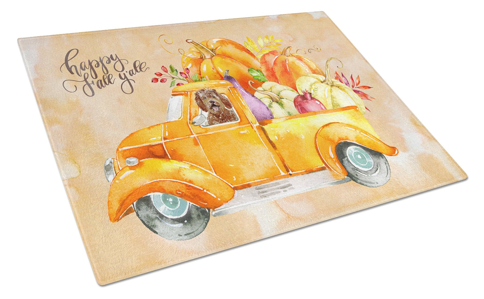 Fall Harvest Labradoodle Glass Cutting Board Large CK2623LCB by Caroline's Treasures