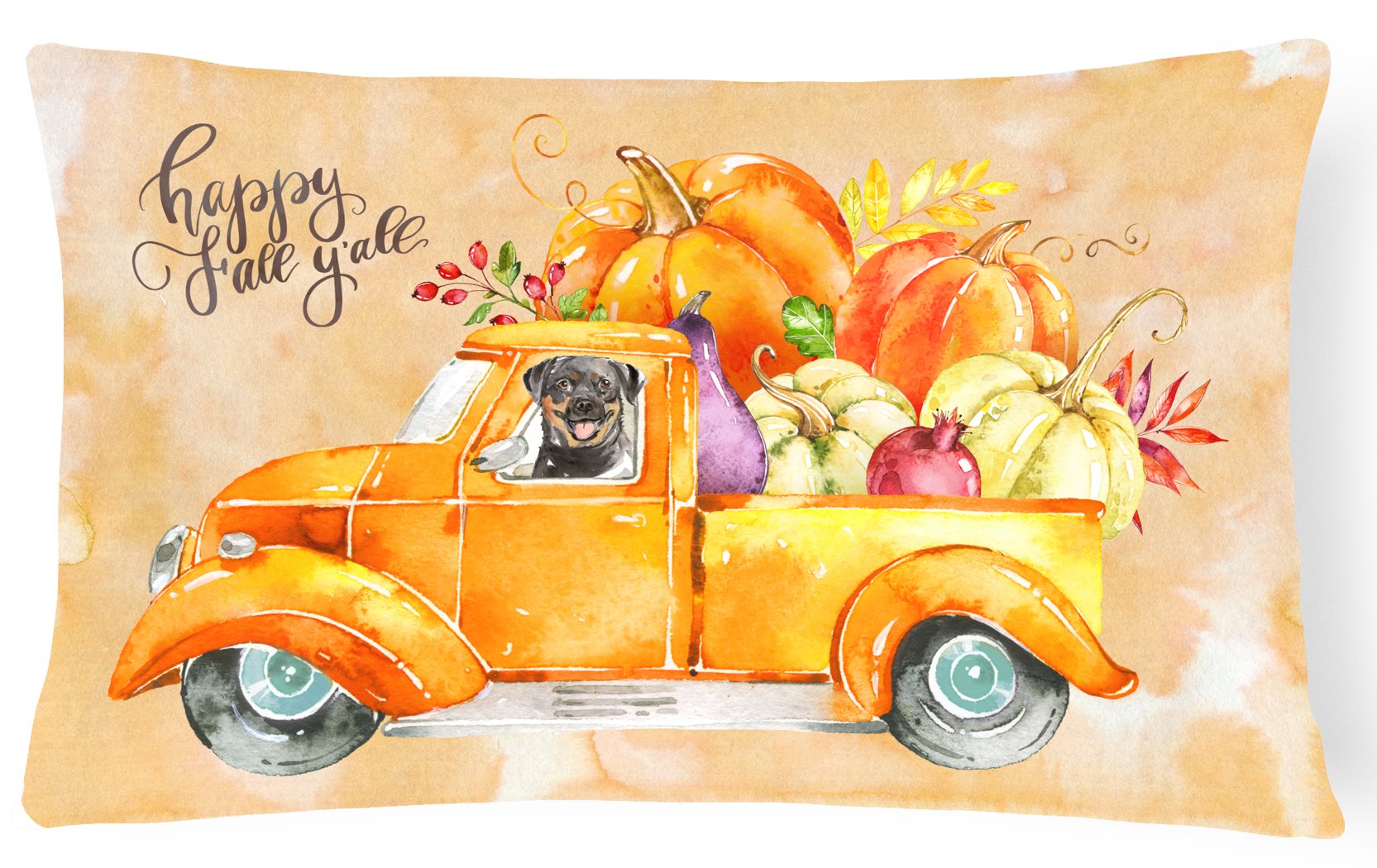 Fall Harvest Rottweiler Canvas Fabric Decorative Pillow CK2629PW1216 by Caroline's Treasures