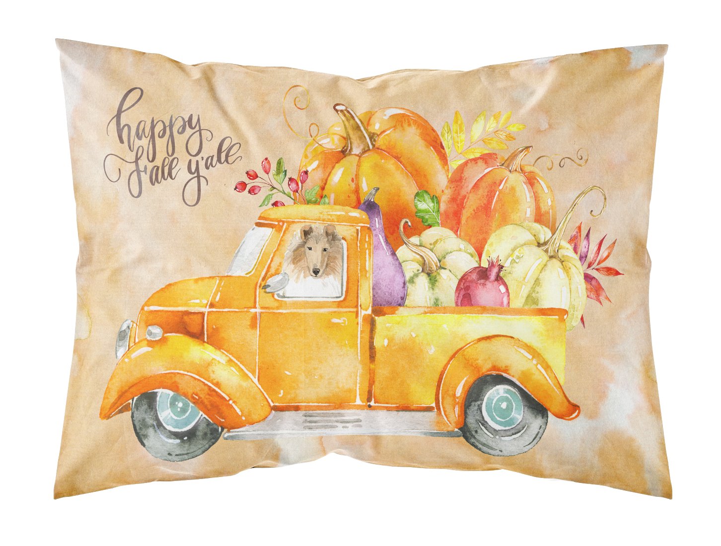 Fall Harvest Collie Fabric Standard Pillowcase CK2630PILLOWCASE by Caroline's Treasures