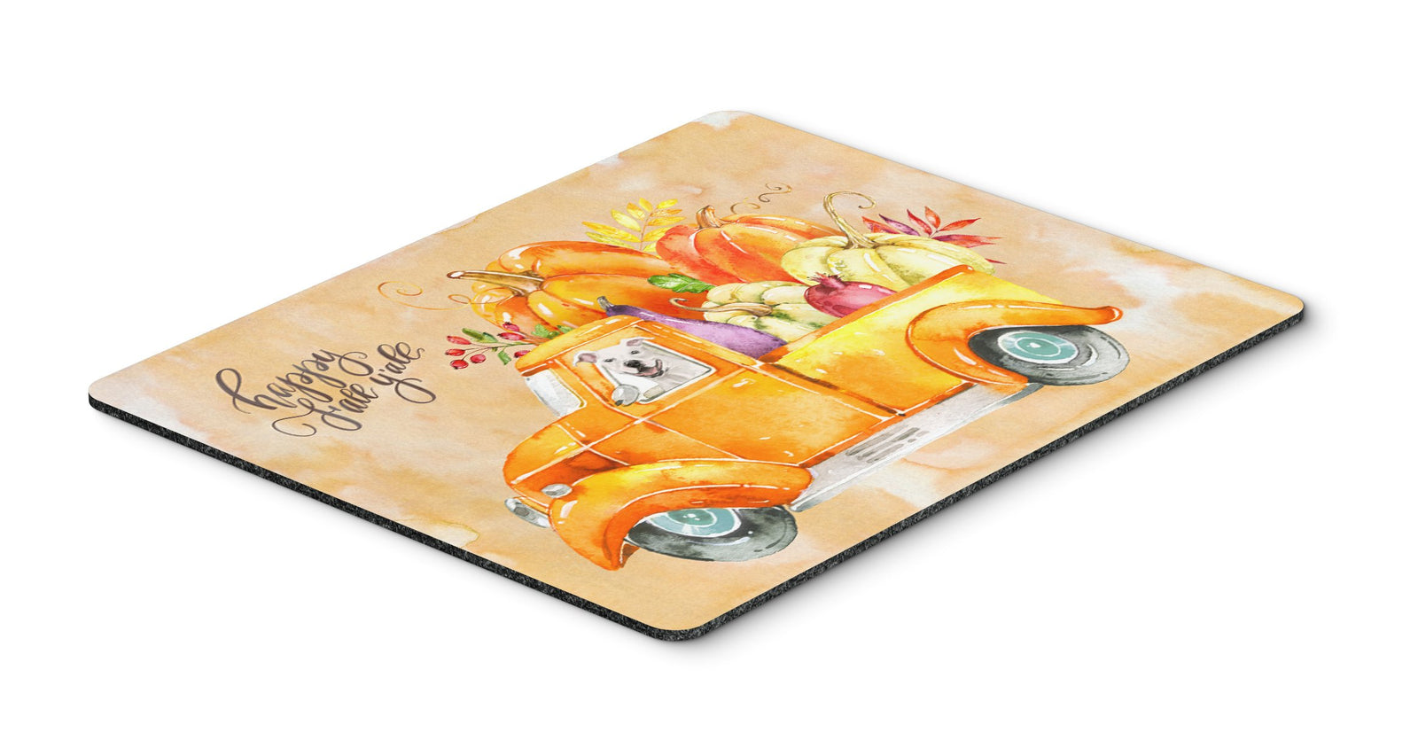 Fall Harvest White Staffordshire Bull Terrier Mouse Pad, Hot Pad or Trivet CK2645MP by Caroline's Treasures