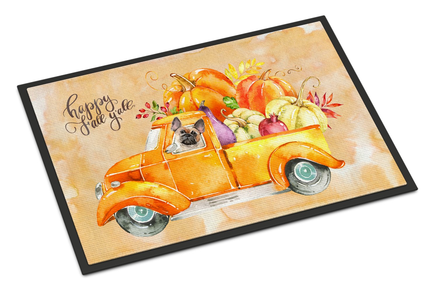 Fall Harvest Fawn French Bulldog Indoor or Outdoor Mat 24x36 CK2666JMAT by Caroline's Treasures