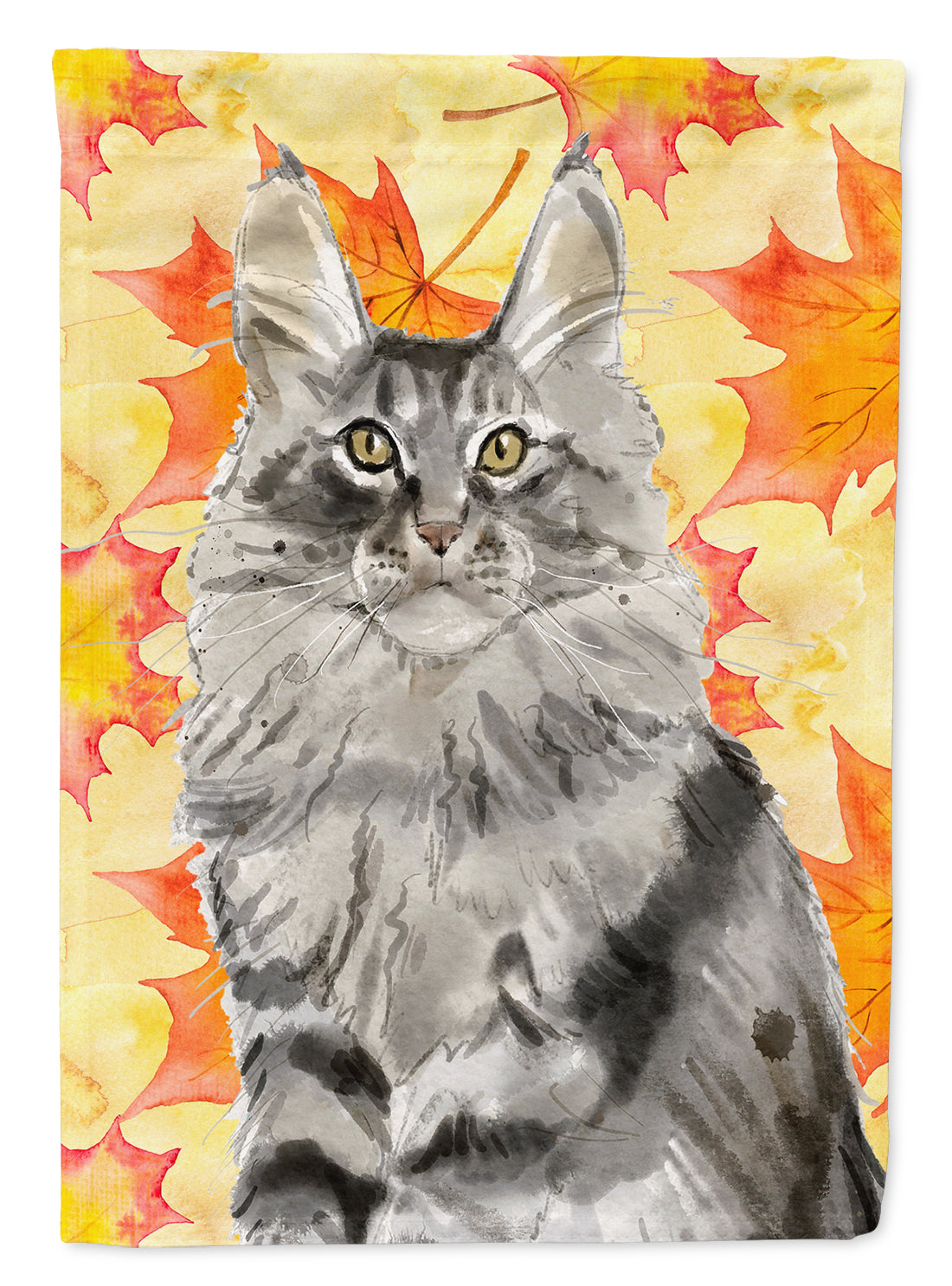 Maine Coon Fall Leaves Flag Canvas House Size CK3079CHF