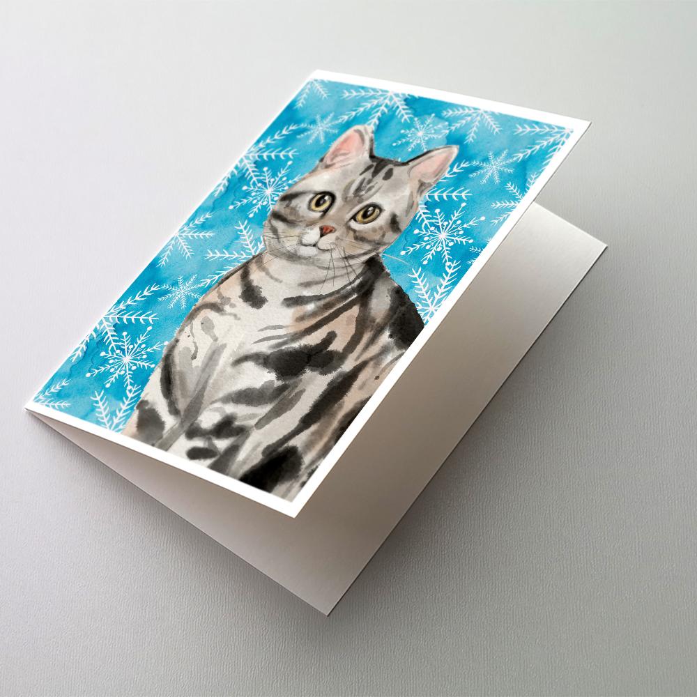 Buy this American Shorthair Winter Snowflake Greeting Cards and Envelopes Pack of 8