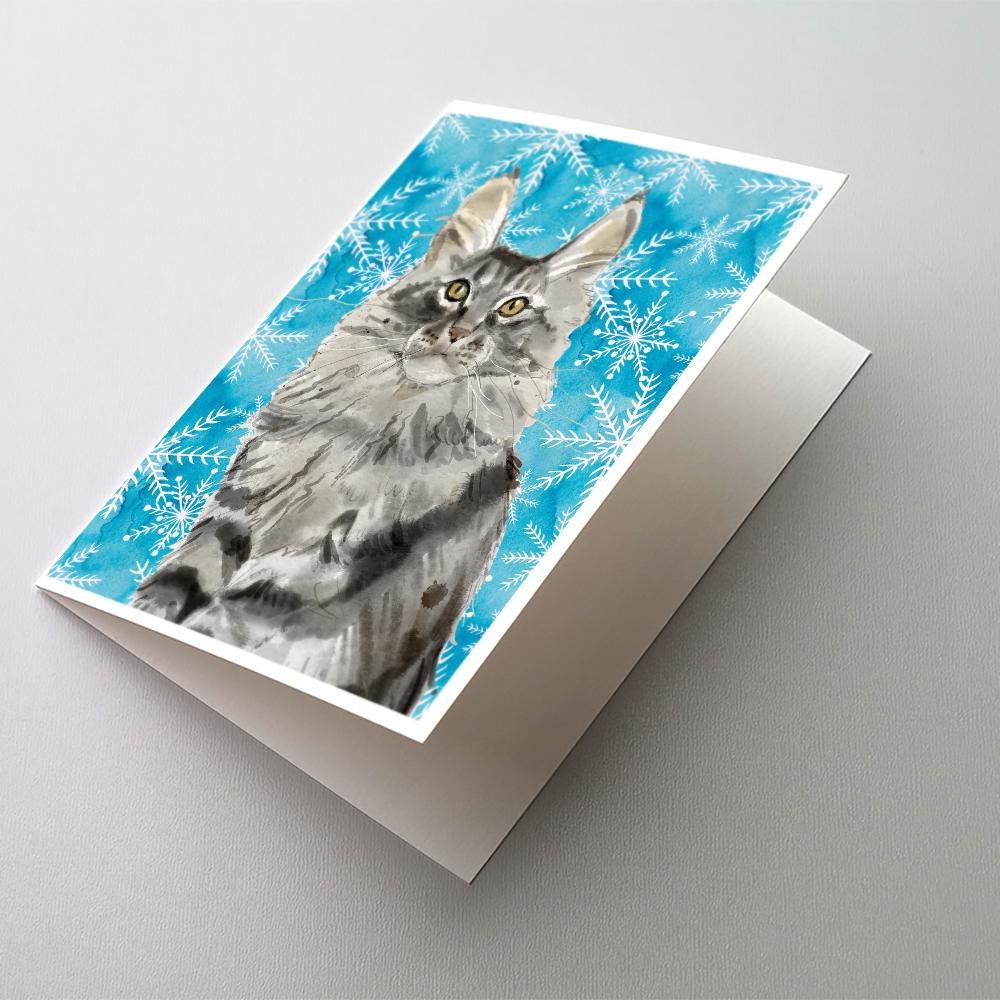Buy this Maine Coon Winter Snowflake Greeting Cards and Envelopes Pack of 8