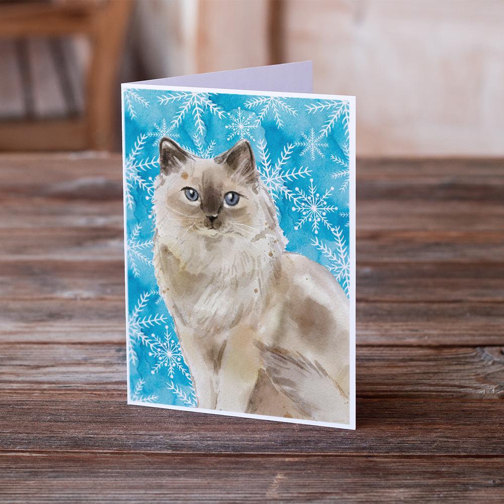 Ragdoll Winter Snowflake Greeting Cards and Envelopes Pack of 8 - the-store.com