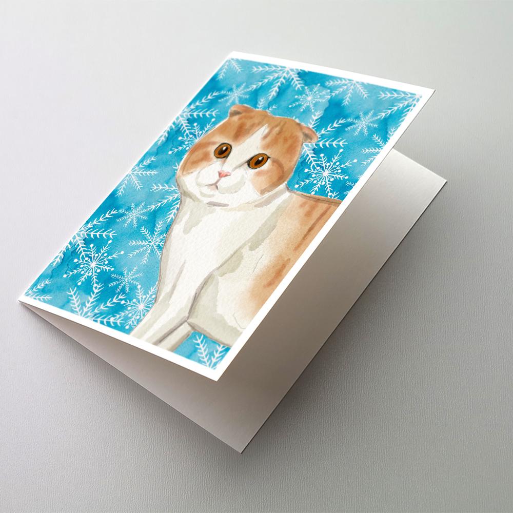 Buy this Scottish Fold Winter Snowflake Greeting Cards and Envelopes Pack of 8