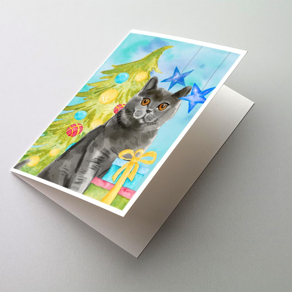 Buy this British Shorthair Christmas Presents Greeting Cards and Envelopes Pack of 8