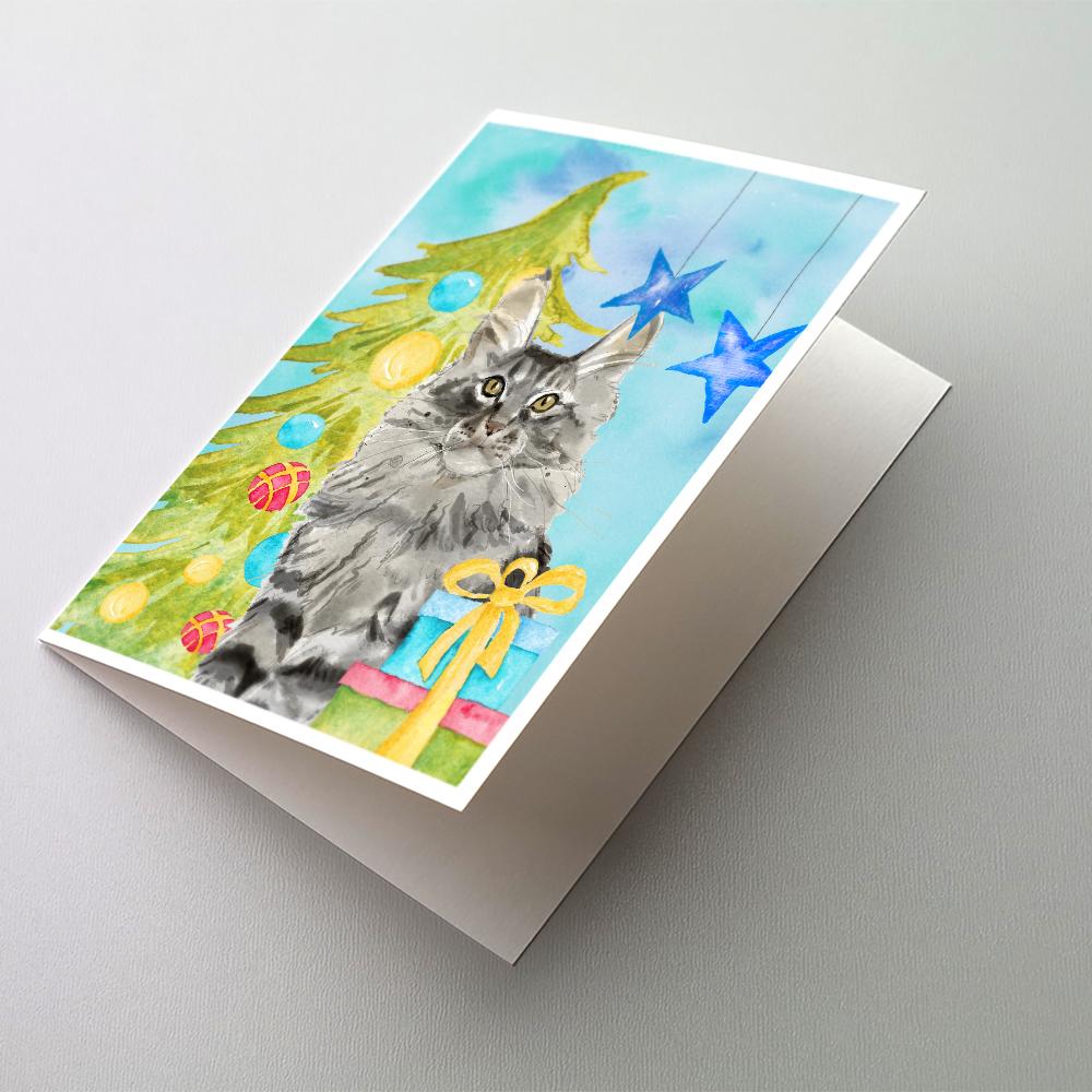 Buy this Maine Coon Christmas Presents Greeting Cards and Envelopes Pack of 8