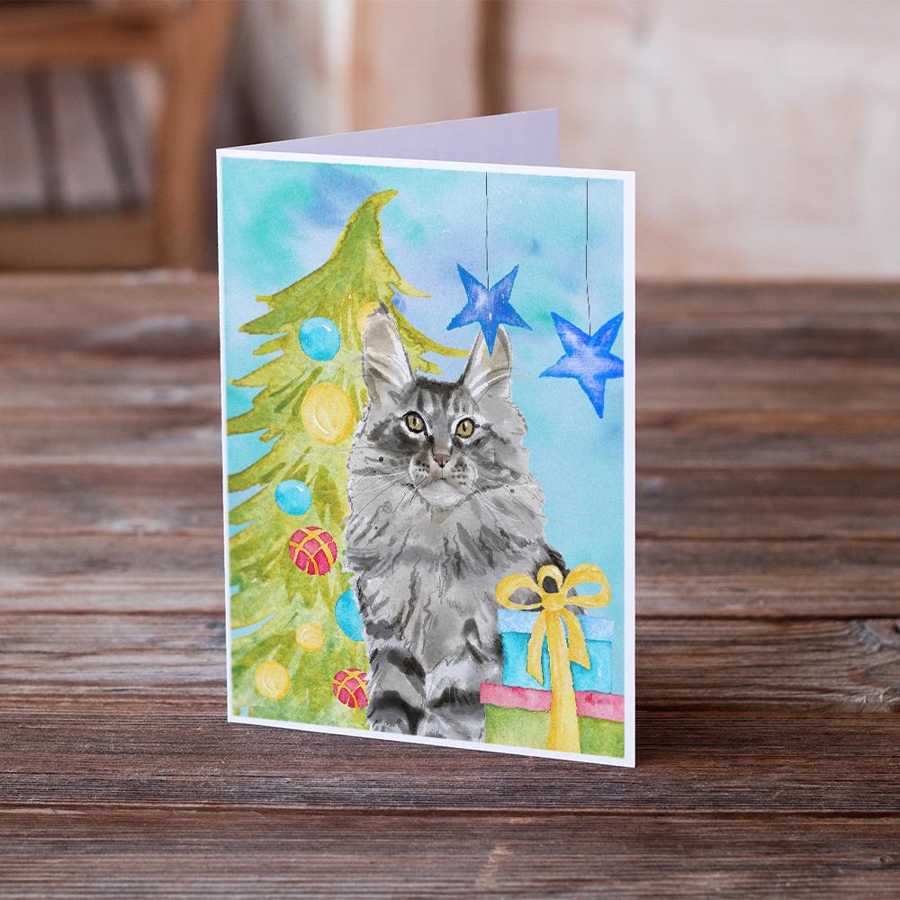 Buy this Maine Coon Christmas Presents Greeting Cards and Envelopes Pack of 8