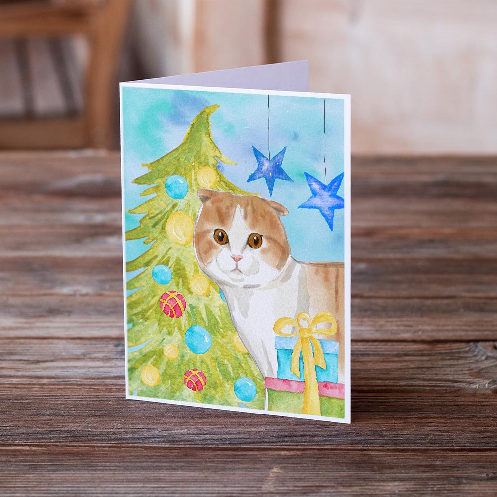 Scottish Fold Christmas Presents Greeting Cards and Envelopes Pack of 8 - the-store.com