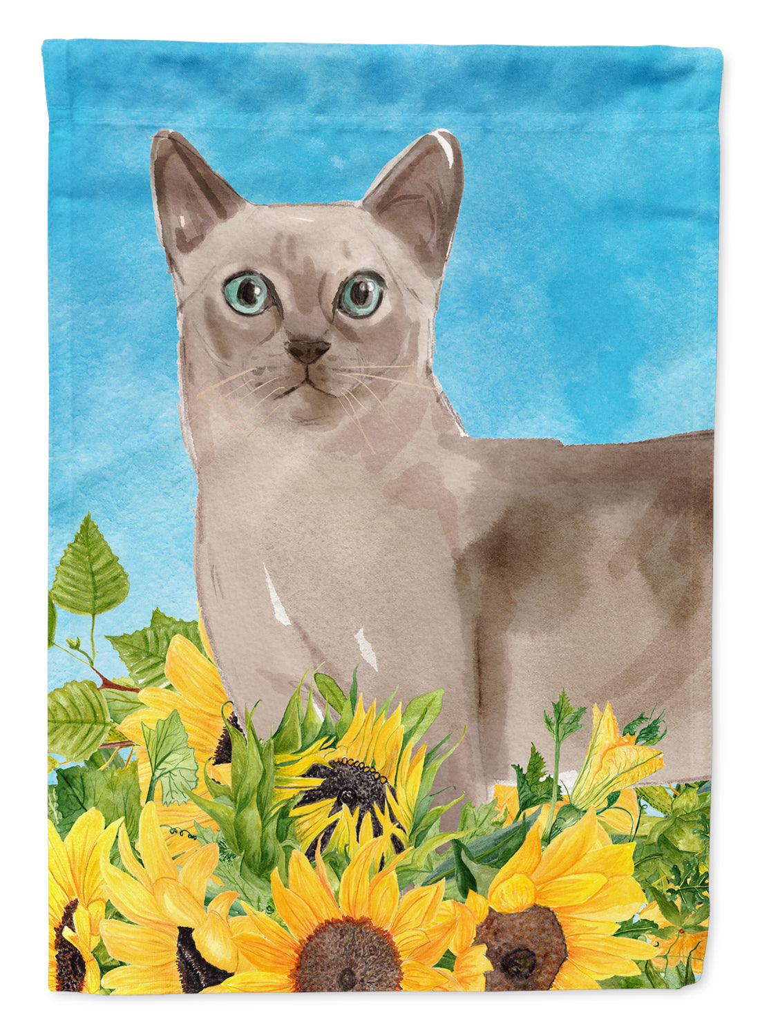 Tonkinese in Sunflowers Flag Canvas House Size CK3161CHF