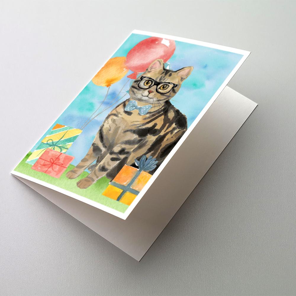 Buy this American Shorthair Brown Tabby Happy Birthday Greeting Cards and Envelopes Pack of 8