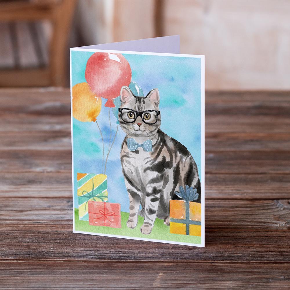 American Shorthair Happy Birthday Greeting Cards and Envelopes Pack of 8 - the-store.com