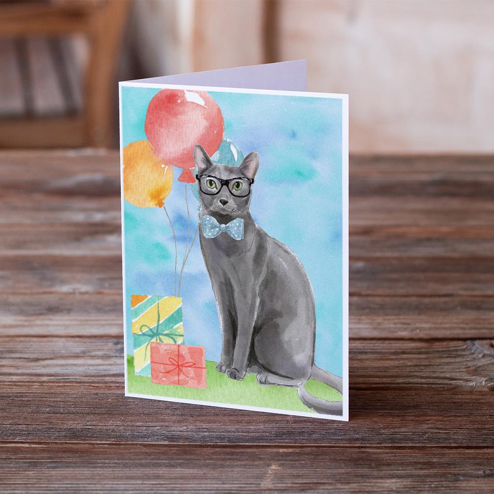 Blue Russian Happy Birthday Greeting Cards and Envelopes Pack of 8 - the-store.com
